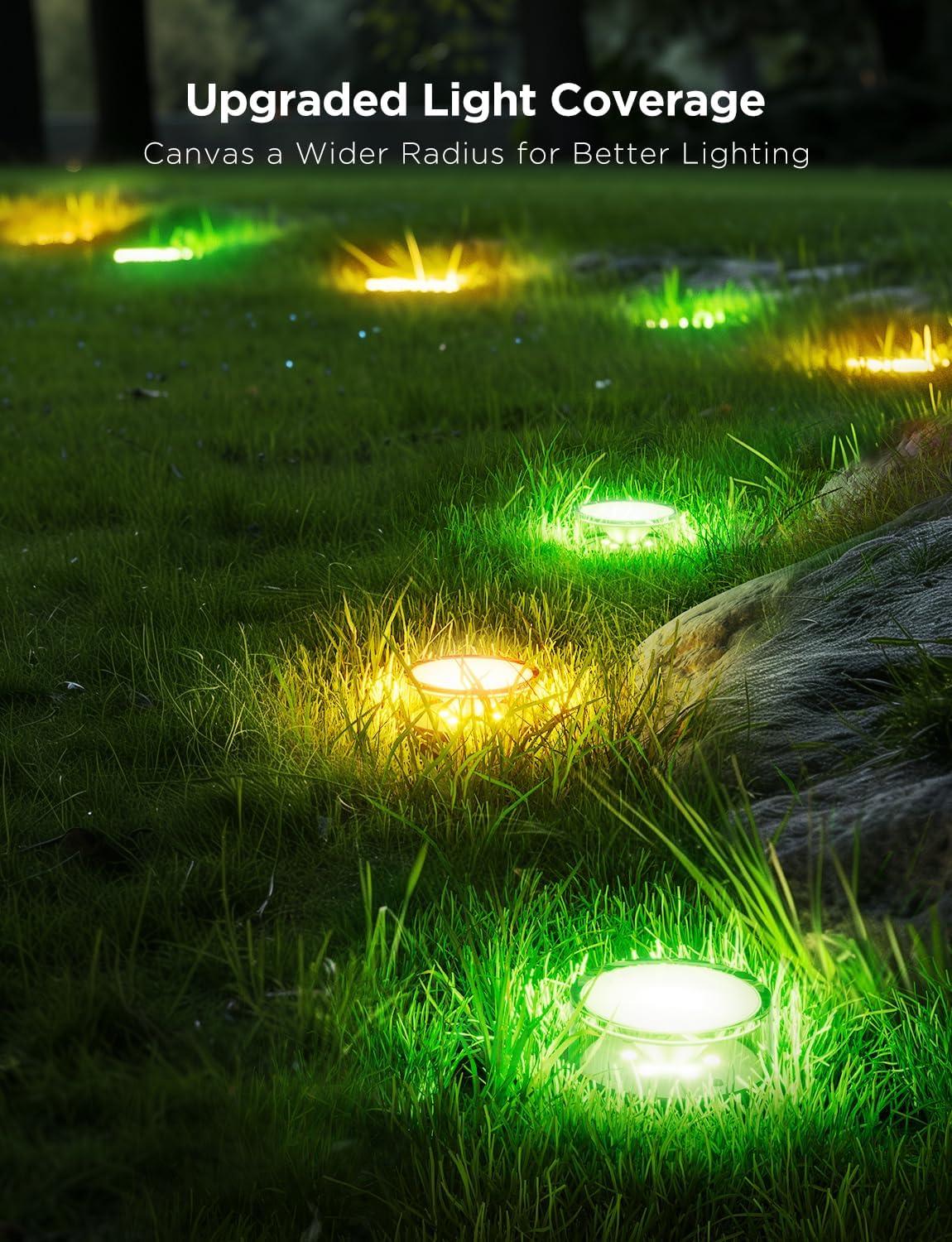 imageGovee Outdoor Ground Lights 2 50ft Patio Decorations 15 Pack RGBIC Pathway Lights with 100LM Warm White IP67 Waterproof 63 Scene Modes Works with Alexa Google Assistant50ft