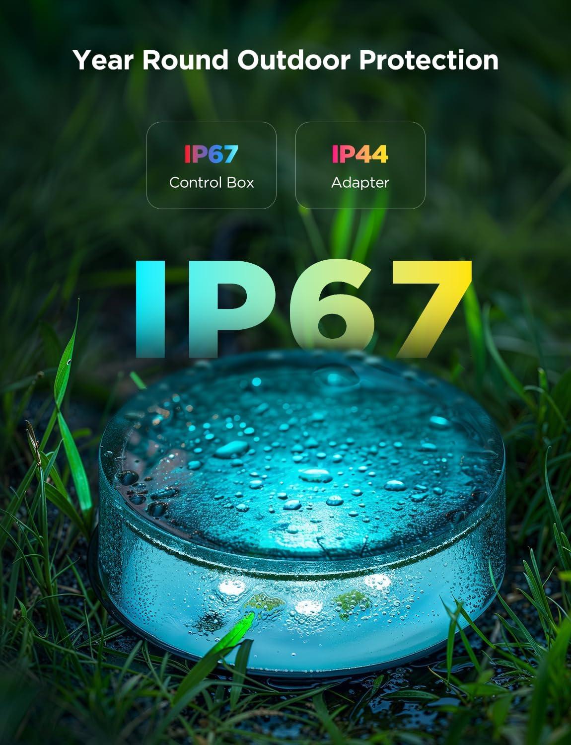 imageGovee Outdoor Ground Lights 2 50ft Patio Decorations 15 Pack RGBIC Pathway Lights with 100LM Warm White IP67 Waterproof 63 Scene Modes Works with Alexa Google Assistant100ft