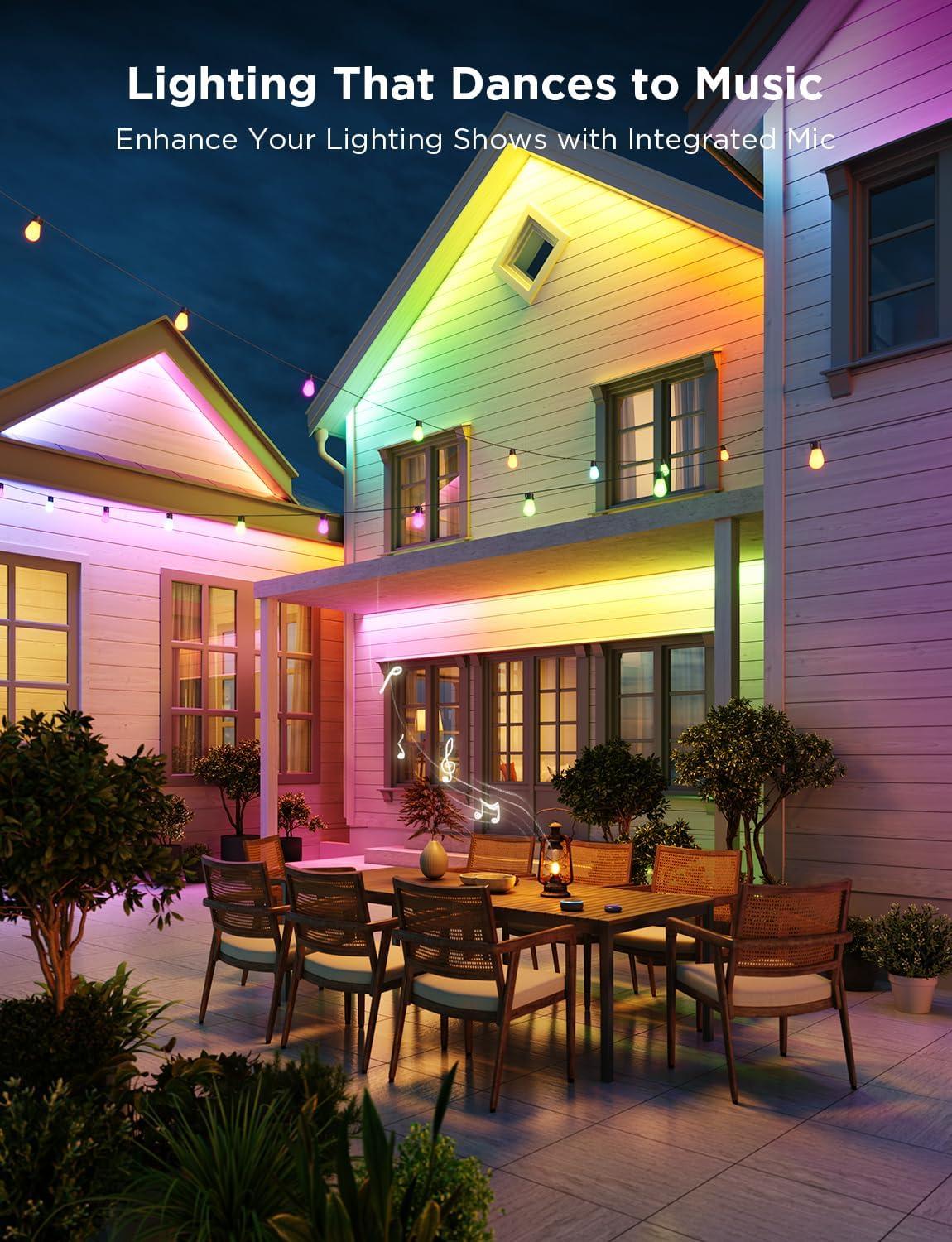 imageGovee Outdoor LED Strip Lights 984ft Smart Outdoor Lights Work with Alexa and Google Assistant App Control IP65 Waterproof RGBIC Lights for Patio Eave Party Decorations984ft