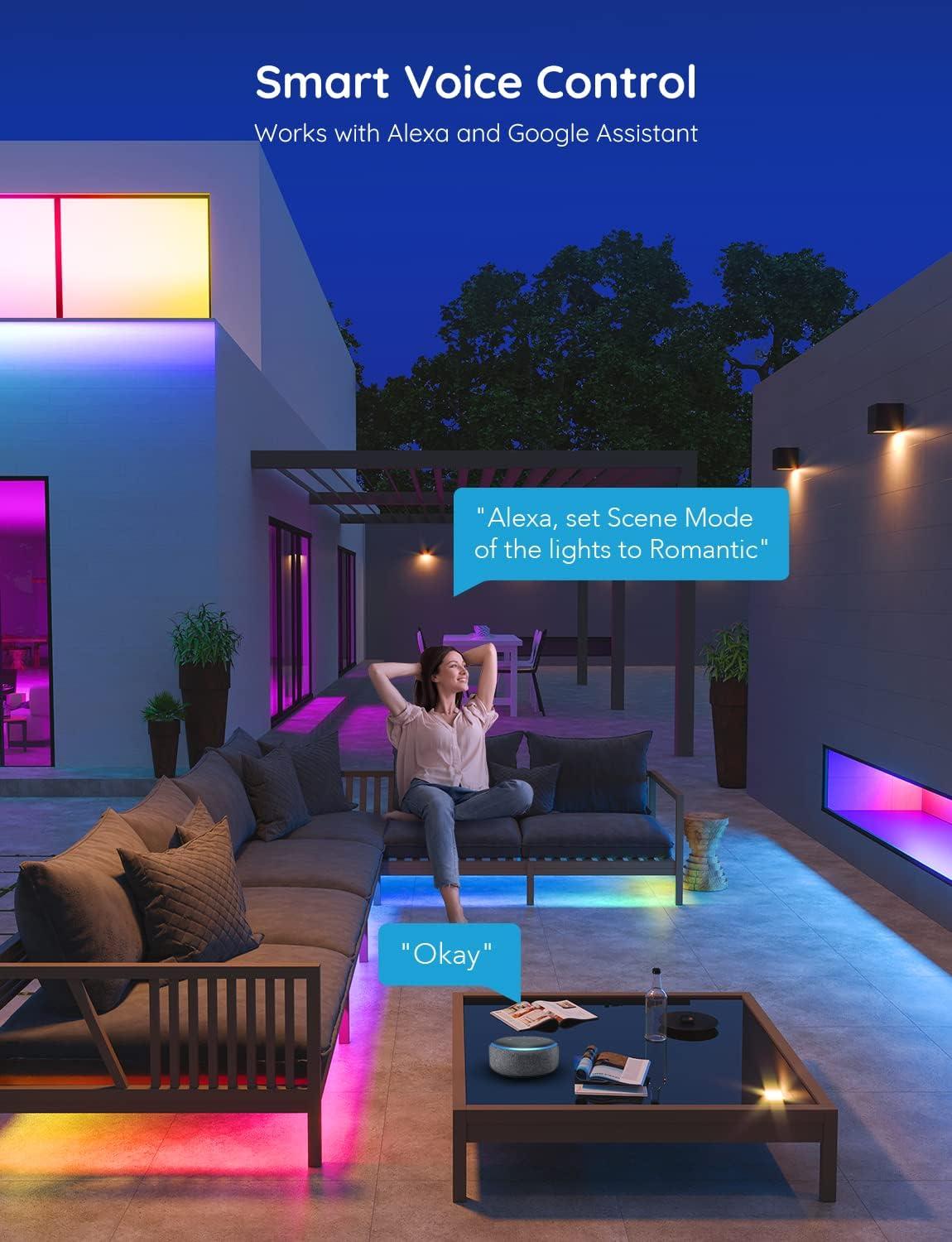 imageGovee Outdoor LED Strip Lights 984ft Smart Outdoor Lights Work with Alexa and Google Assistant App Control IP65 Waterproof RGBIC Lights for Patio Eave Party Decorations656ft