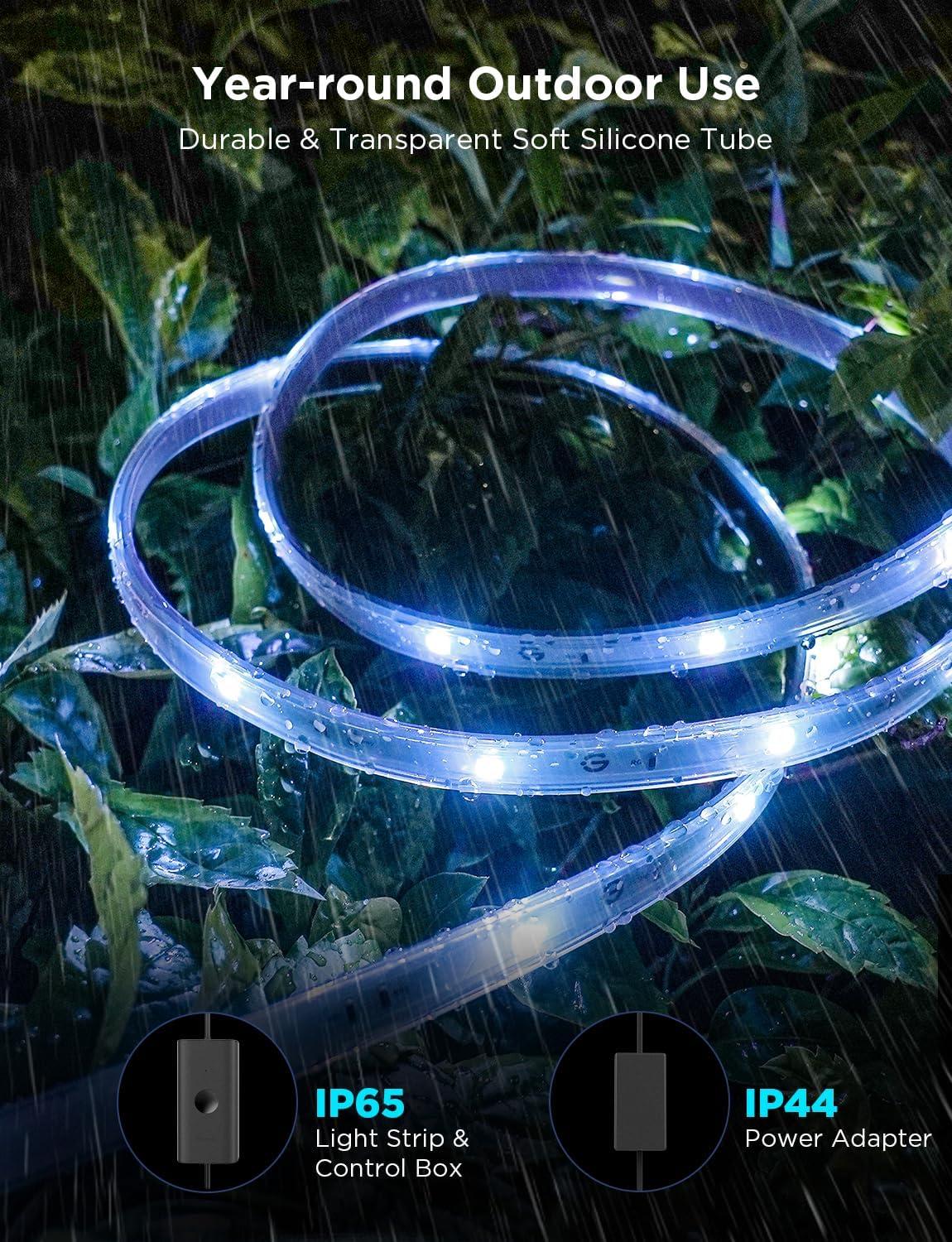 imageGovee Outdoor LED Strip Lights 984ft Smart Outdoor Lights Work with Alexa and Google Assistant App Control IP65 Waterproof RGBIC Lights for Patio Eave Party Decorations984ft