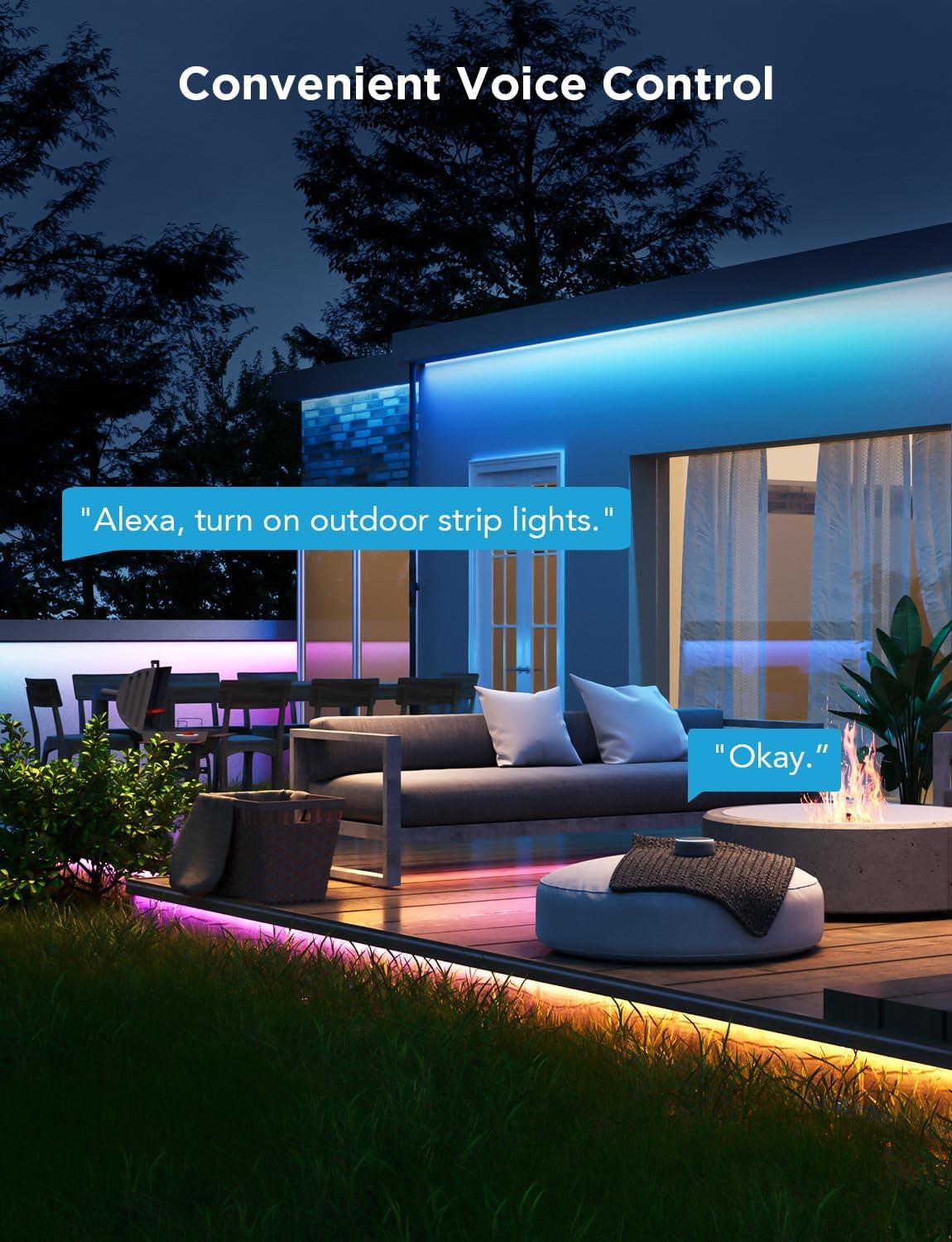 imageGovee Outdoor LED Strip Lights 984ft Smart Outdoor Lights Work with Alexa and Google Assistant App Control IP65 Waterproof RGBIC Lights for Patio Eave Party Decorations984ft