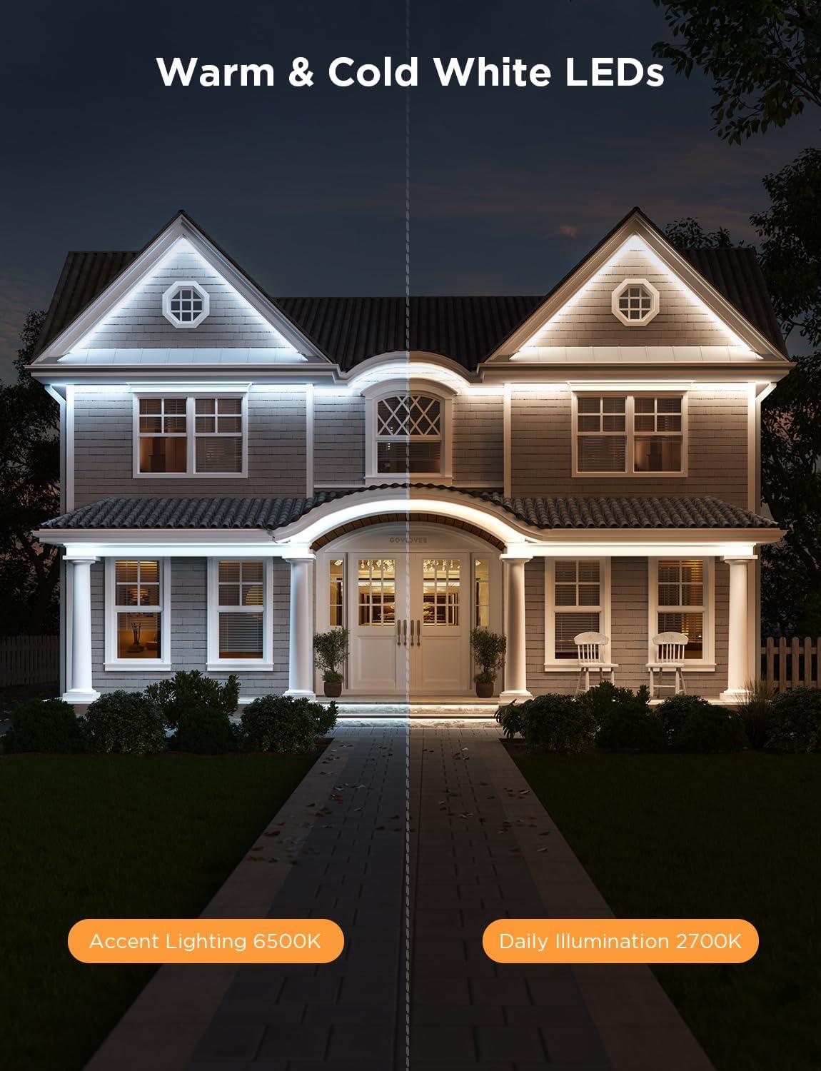 imageGovee Outdoor LED Strip Lights RGBIC with Warm and Cold White 328ft 24G WiFi Smart Outdoor Lights IP65 Waterproof Work with Alexa and Google Assistant App Control for Porch Patio Eave Party656 ft