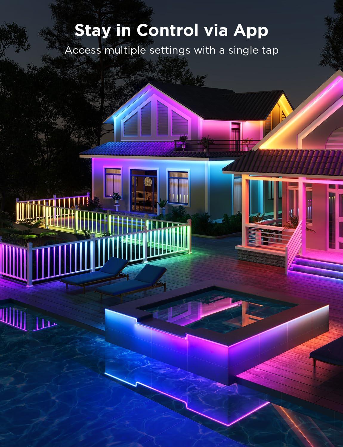 imageGovee Outdoor LED Strip Lights RGBIC with Warm and Cold White 328ft 24G WiFi Smart Outdoor Lights IP65 Waterproof Work with Alexa and Google Assistant App Control for Porch Patio Eave Party656 ft