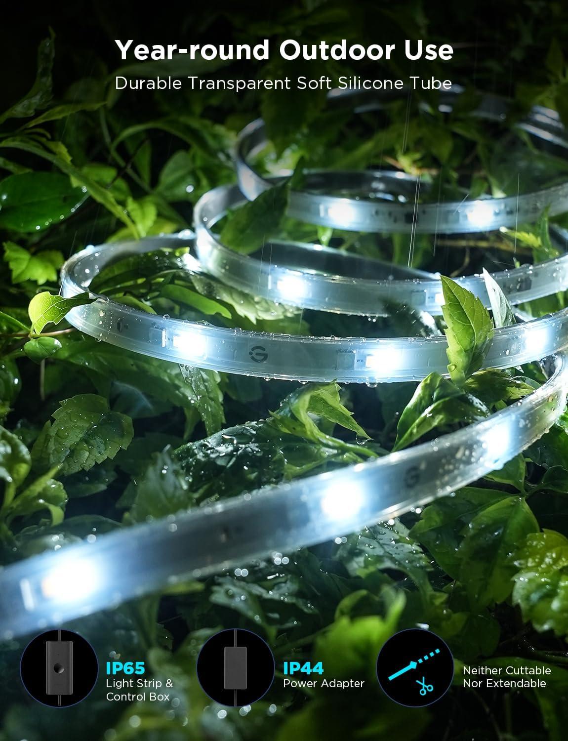 imageGovee Outdoor LED Strip Lights RGBIC with Warm and Cold White 328ft 24G WiFi Smart Outdoor Lights IP65 Waterproof Work with Alexa and Google Assistant App Control for Porch Patio Eave Party656 ft