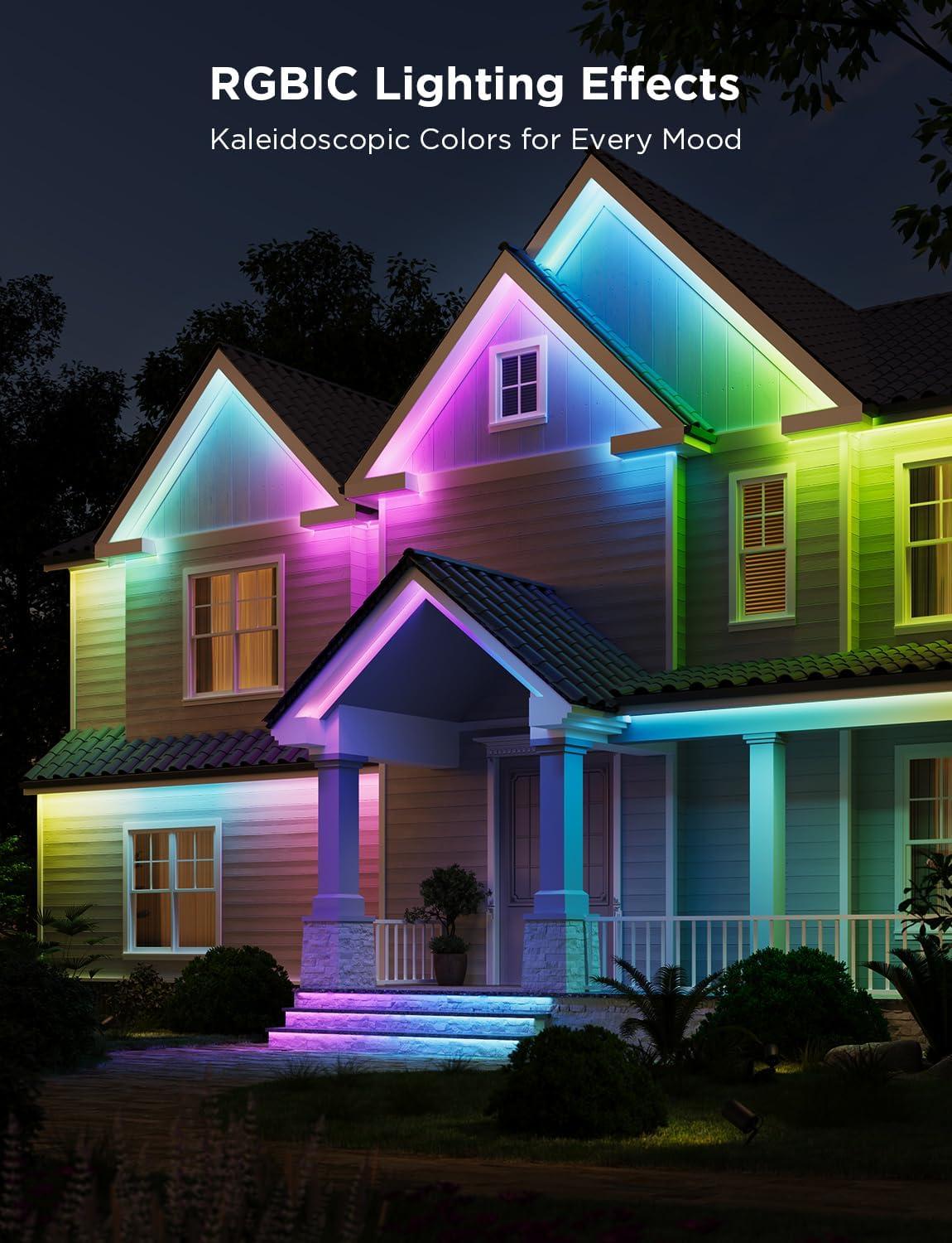 imageGovee Outdoor LED Strip Lights RGBIC with Warm and Cold White 328ft 24G WiFi Smart Outdoor Lights IP65 Waterproof Work with Alexa and Google Assistant App Control for Porch Patio Eave Party984 ft