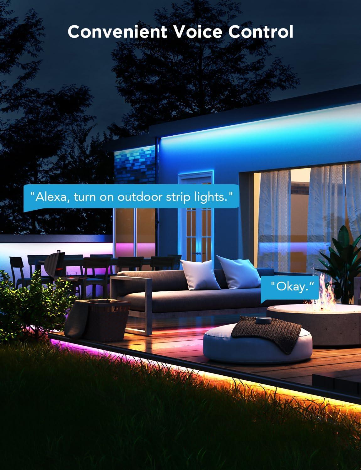 imageGovee Outdoor LED Strip Lights RGBIC with Warm and Cold White 328ft 24G WiFi Smart Outdoor Lights IP65 Waterproof Work with Alexa and Google Assistant App Control for Porch Patio Eave Party328 ft