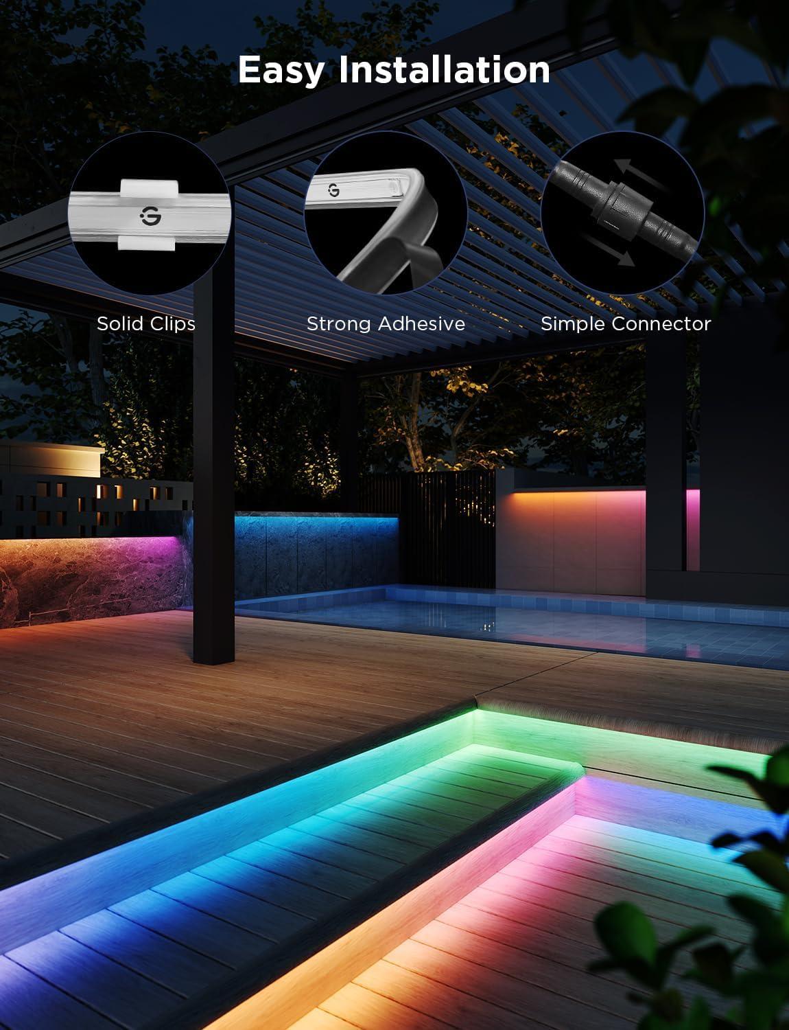 imageGovee Outdoor LED Strip Lights RGBIC with Warm and Cold White 328ft 24G WiFi Smart Outdoor Lights IP65 Waterproof Work with Alexa and Google Assistant App Control for Porch Patio Eave Party328 ft