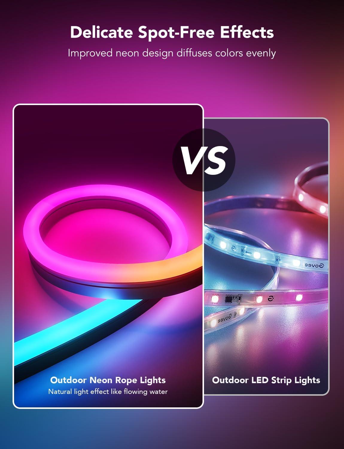 imageGovee Outdoor Neon Rope Lights 328ft RGBIC IP67 Waterproof Patio Decorations with 64 Scene Modes Music Sync Flexible LED Outdoor Lights Neon Lights Work with Alexa Google Assistant328ft