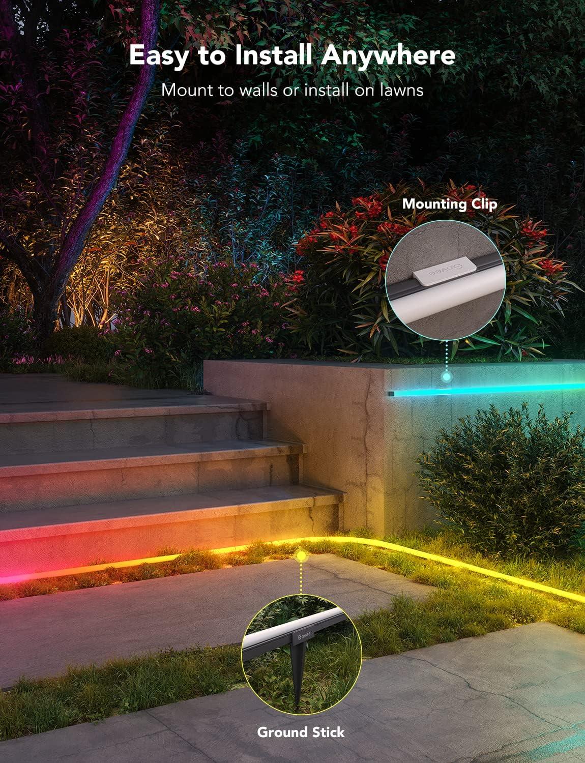 imageGovee Outdoor Neon Rope Lights 328ft RGBIC IP67 Waterproof Patio Decorations with 64 Scene Modes Music Sync Flexible LED Outdoor Lights Neon Lights Work with Alexa Google Assistant656ft