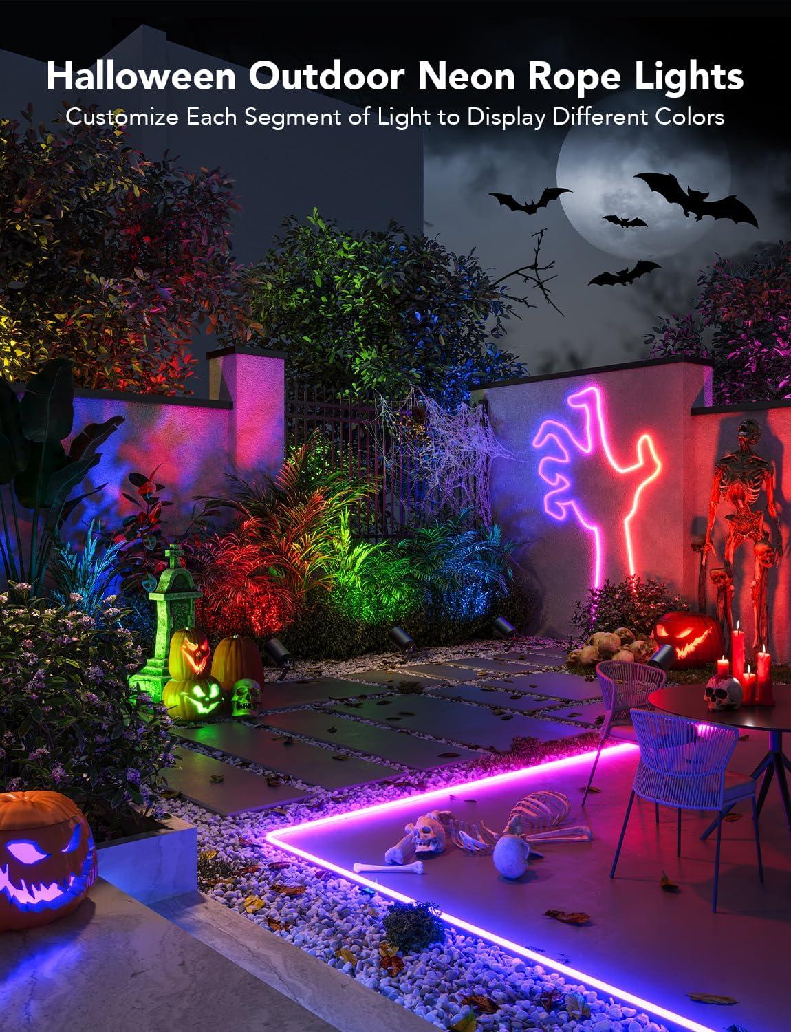 imageGovee Outdoor Neon Rope Lights 328ft RGBIC IP67 Waterproof Patio Decorations with 64 Scene Modes Music Sync Flexible LED Outdoor Lights Neon Lights Work with Alexa Google Assistant656ft