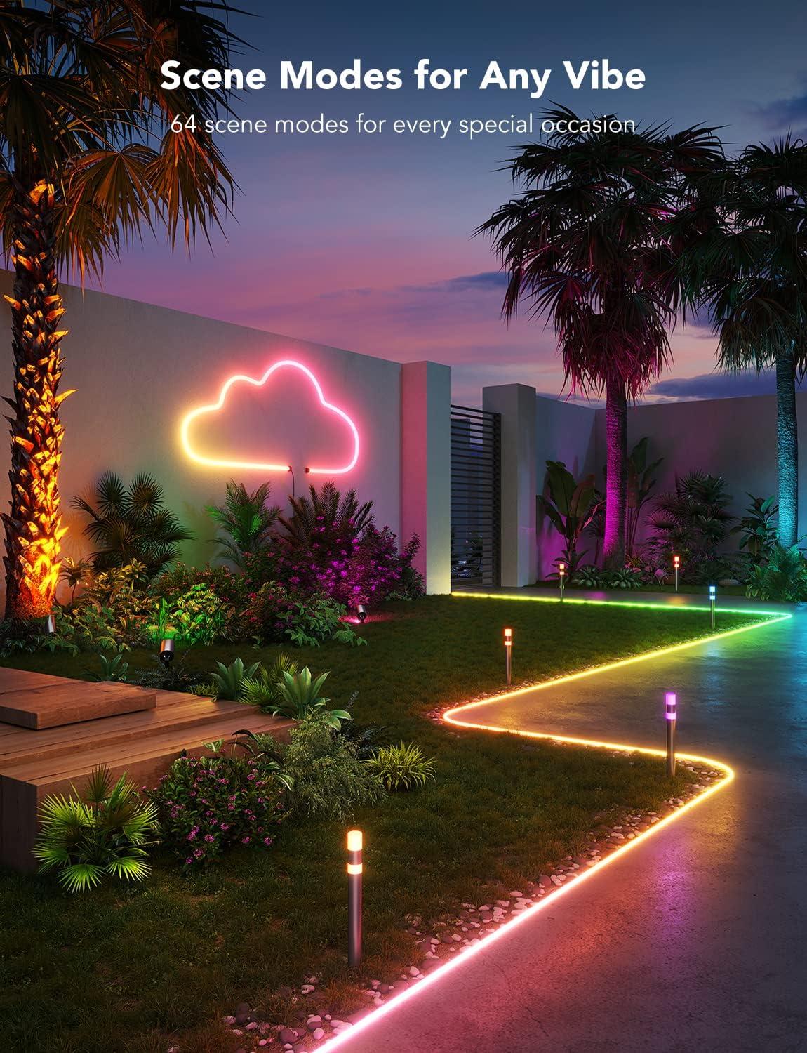 imageGovee Outdoor Neon Rope Lights 328ft RGBIC IP67 Waterproof Patio Decorations with 64 Scene Modes Music Sync Flexible LED Outdoor Lights Neon Lights Work with Alexa Google Assistant328ft