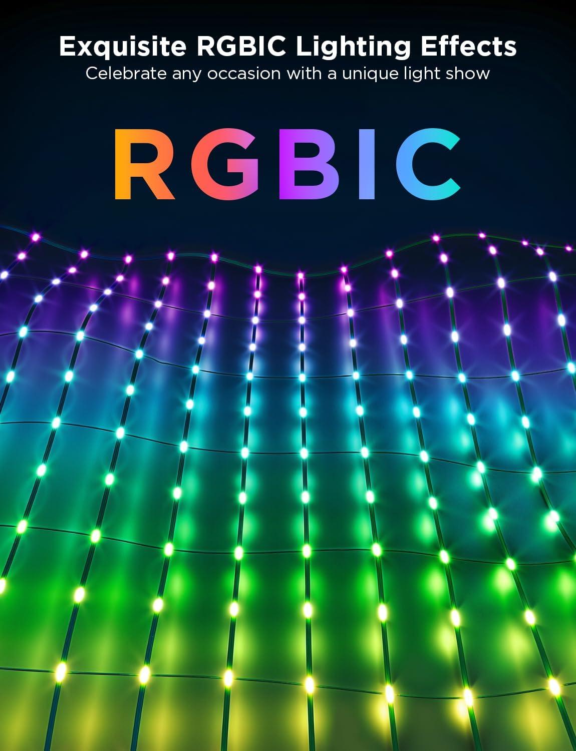 imageGovee Outdoor Net Lights 28  94ft with RGBIC and DIY Functions 480 LEDs Smart Net Lights with 64 Modes for Bush Patio Decor IP65 Waterproof Compatible with Alexa ampamp Google Assistant Green Wire2894ft