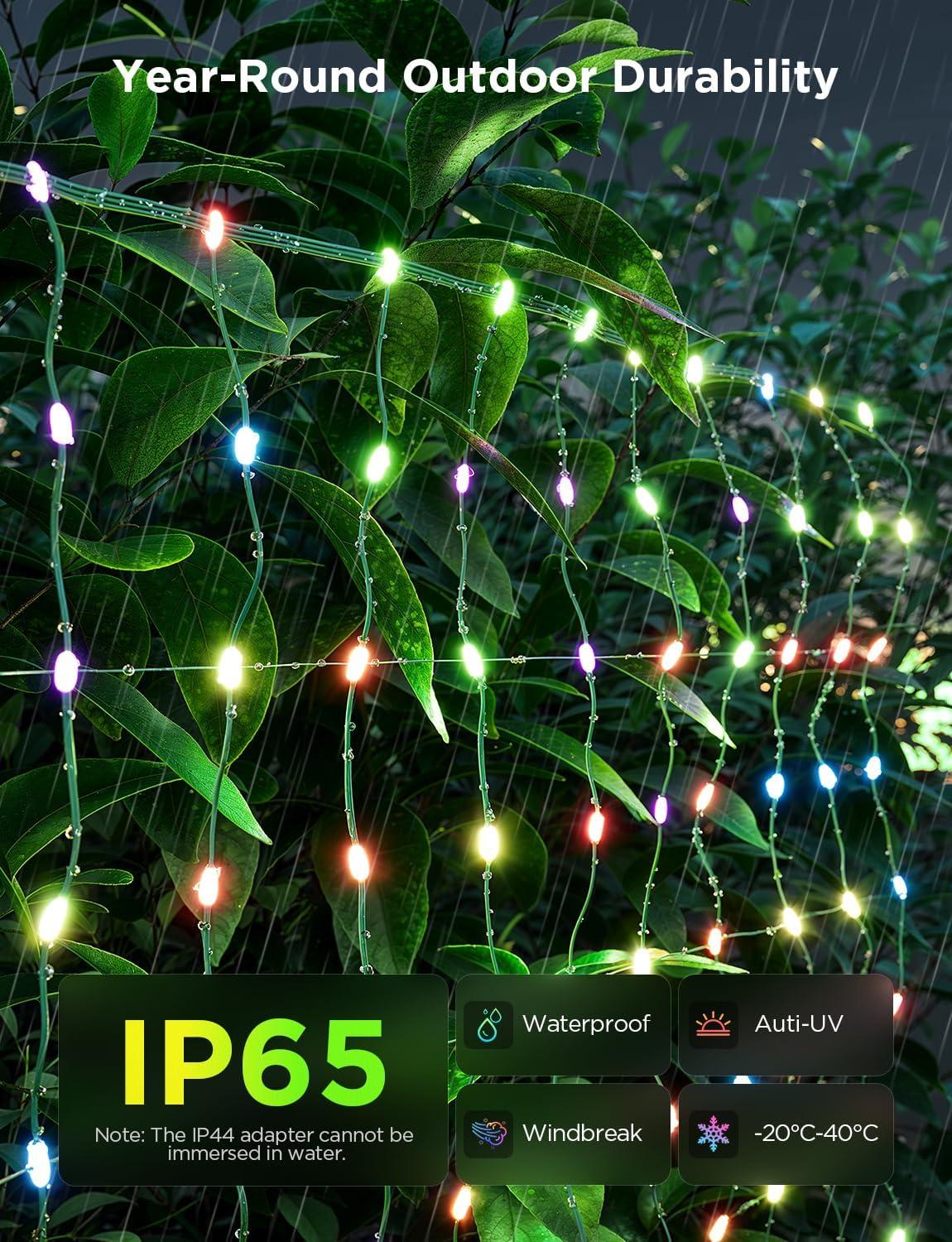 imageGovee Outdoor Net Lights 28  94ft with RGBIC and DIY Functions 480 LEDs Smart Net Lights with 64 Modes for Bush Patio Decor IP65 Waterproof Compatible with Alexa ampamp Google Assistant Green Wire2847ft