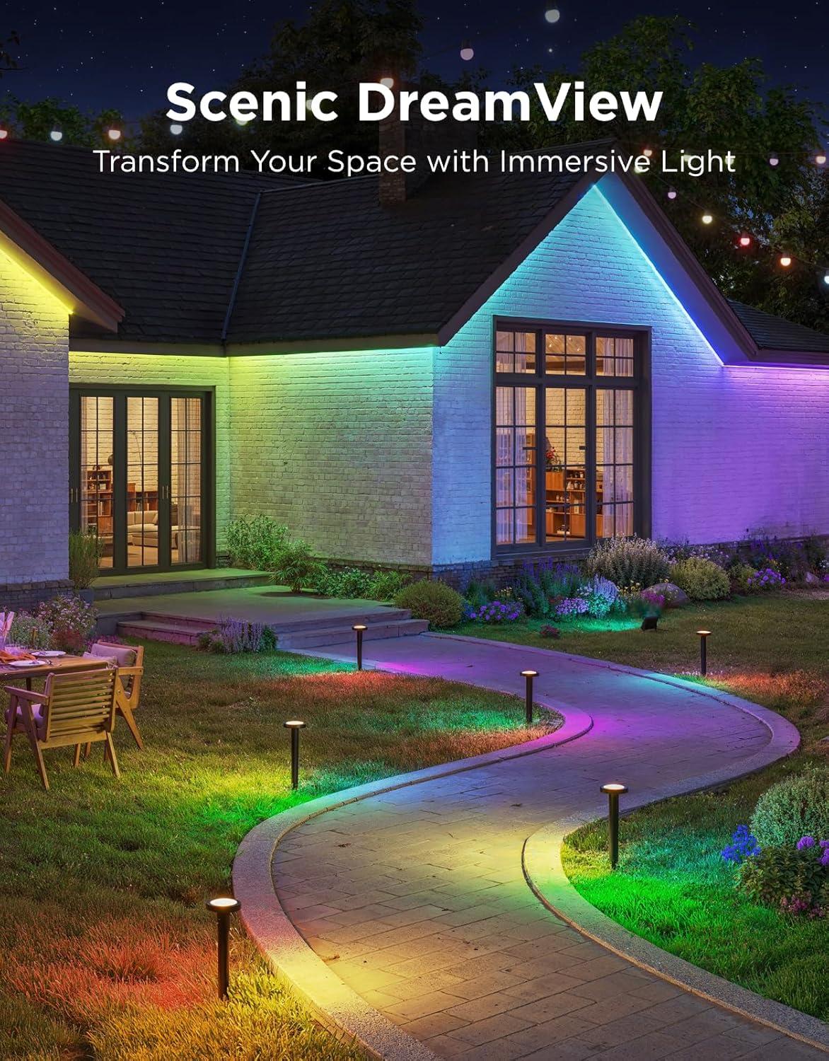 imageGovee Outdoor Pathway Lights 2 IP66 Waterproof Patio Lights 60 Scene Modes Landscape Lighting for Yard Garage Garden Lawn Outdoor Decor Works with Alexa Google Assistant Matter Wired 4 Pack