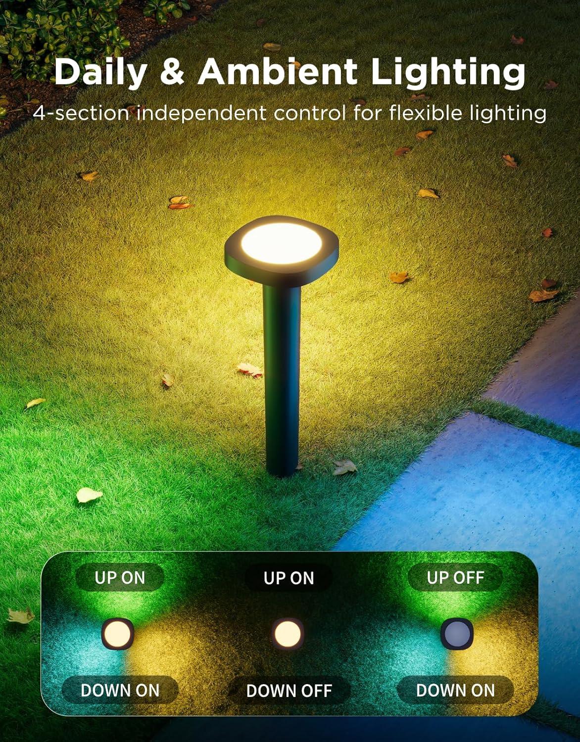 imageGovee Outdoor Pathway Lights 2 IP66 Waterproof Patio Lights 60 Scene Modes Landscape Lighting for Yard Garage Garden Lawn Outdoor Decor Works with Alexa Google Assistant Matter Wired 4 Pack