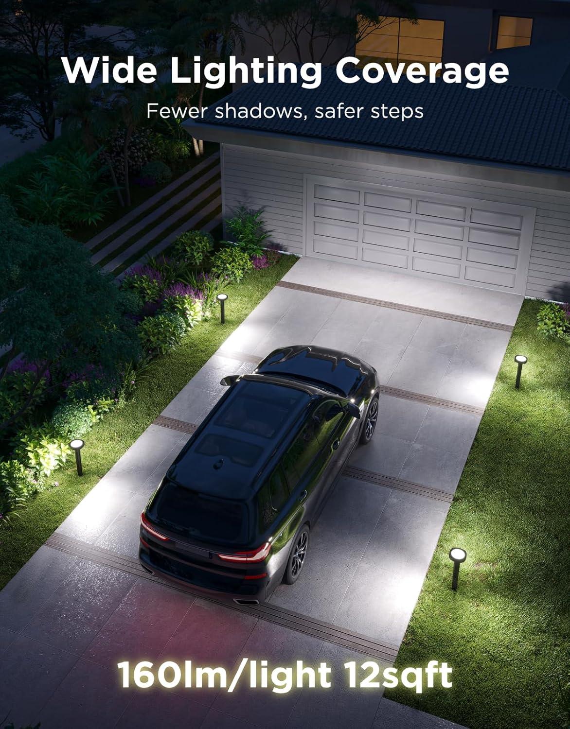 imageGovee Outdoor Pathway Lights 2 IP66 Waterproof Patio Lights 60 Scene Modes Landscape Lighting for Yard Garage Garden Lawn Outdoor Decor Works with Alexa Google Assistant Matter Wired 4 Pack
