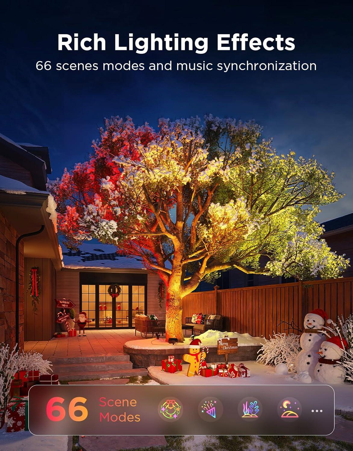 imageGovee Outdoor Tree Lights 3Pack RGBWIC LED Landscape Lighting IP67 Waterproof Outdoor Lights for Yard Patio Garden 66 Scene Modes with App Control Works with Alexa Google Assistant Matter