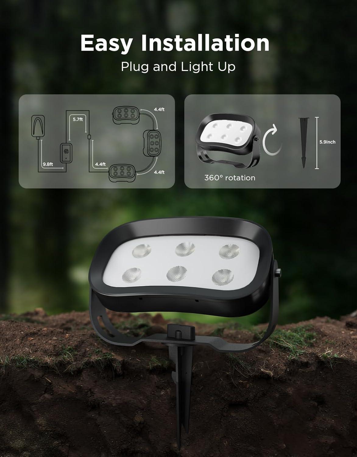 imageGovee Outdoor Tree Lights 3Pack RGBWIC LED Landscape Lighting IP67 Waterproof Outdoor Lights for Yard Patio Garden 66 Scene Modes with App Control Works with Alexa Google Assistant Matter