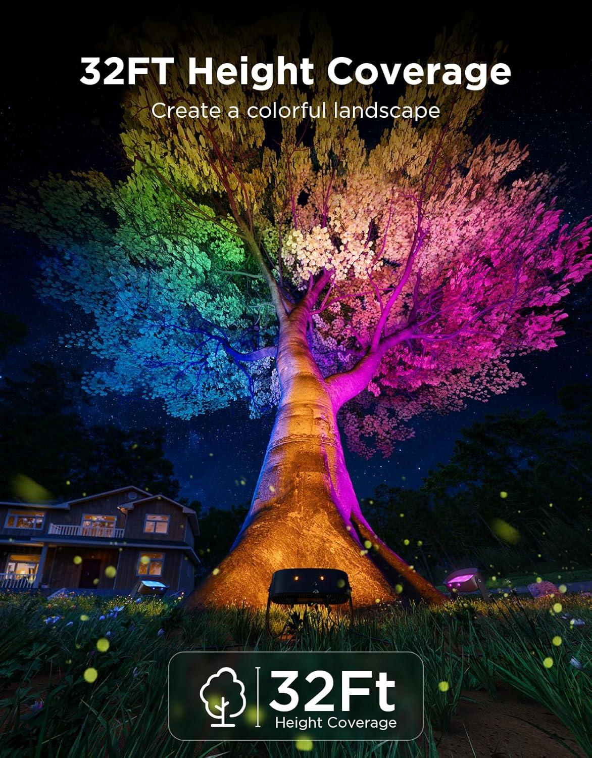 imageGovee Outdoor Tree Lights 3Pack RGBWIC LED Landscape Lighting IP67 Waterproof Outdoor Lights for Yard Patio Garden 66 Scene Modes with App Control Works with Alexa Google Assistant Matter