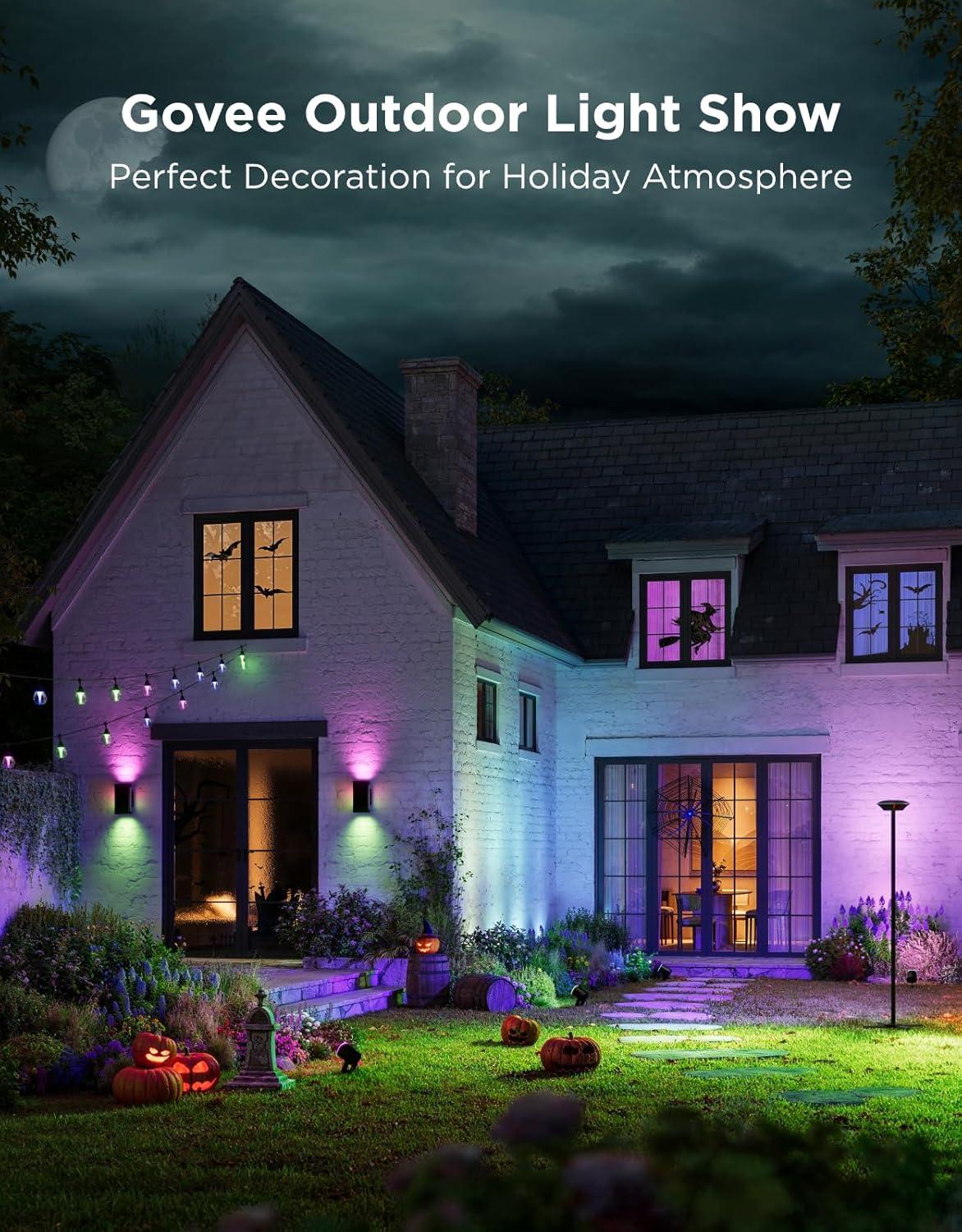 imageGovee Outdoor UpDown Wall Light 2 Pack 1200LM RGBICWW Smart Porch Lights Outdoor with 64 Scene Modes IP66 Waterproof Wall Sconce for Outdoor Decor Works with Alexa Google Assistant and Matter2