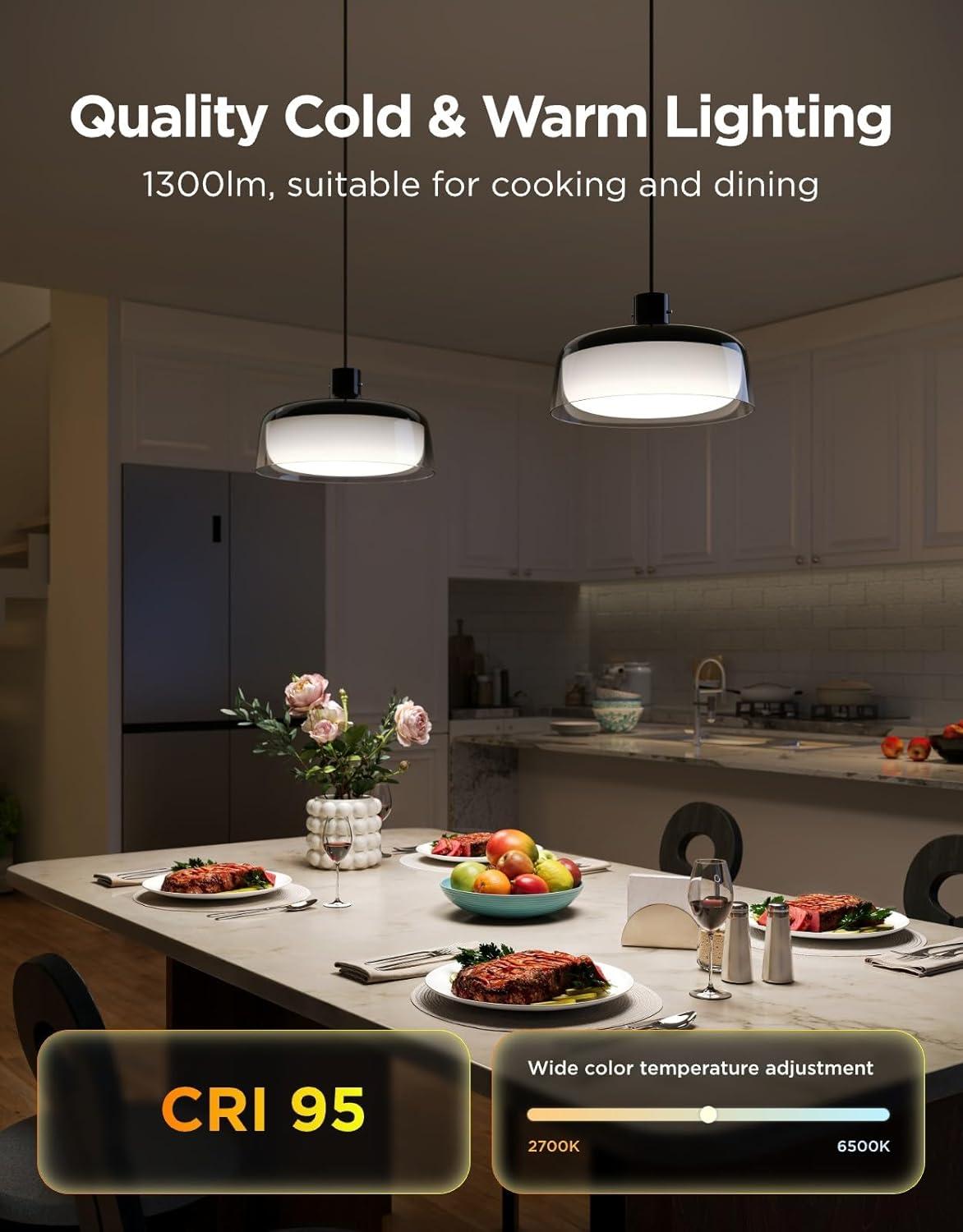 imageGovee Pendant Light for Kitchen Island ThreeLayer RGBIC Smart Lighting Matter Compatible 1300LM 2700K6500K Dimmable Black Hanging Light Fixture Works with Alexa Adjustable Height for Dining Room
