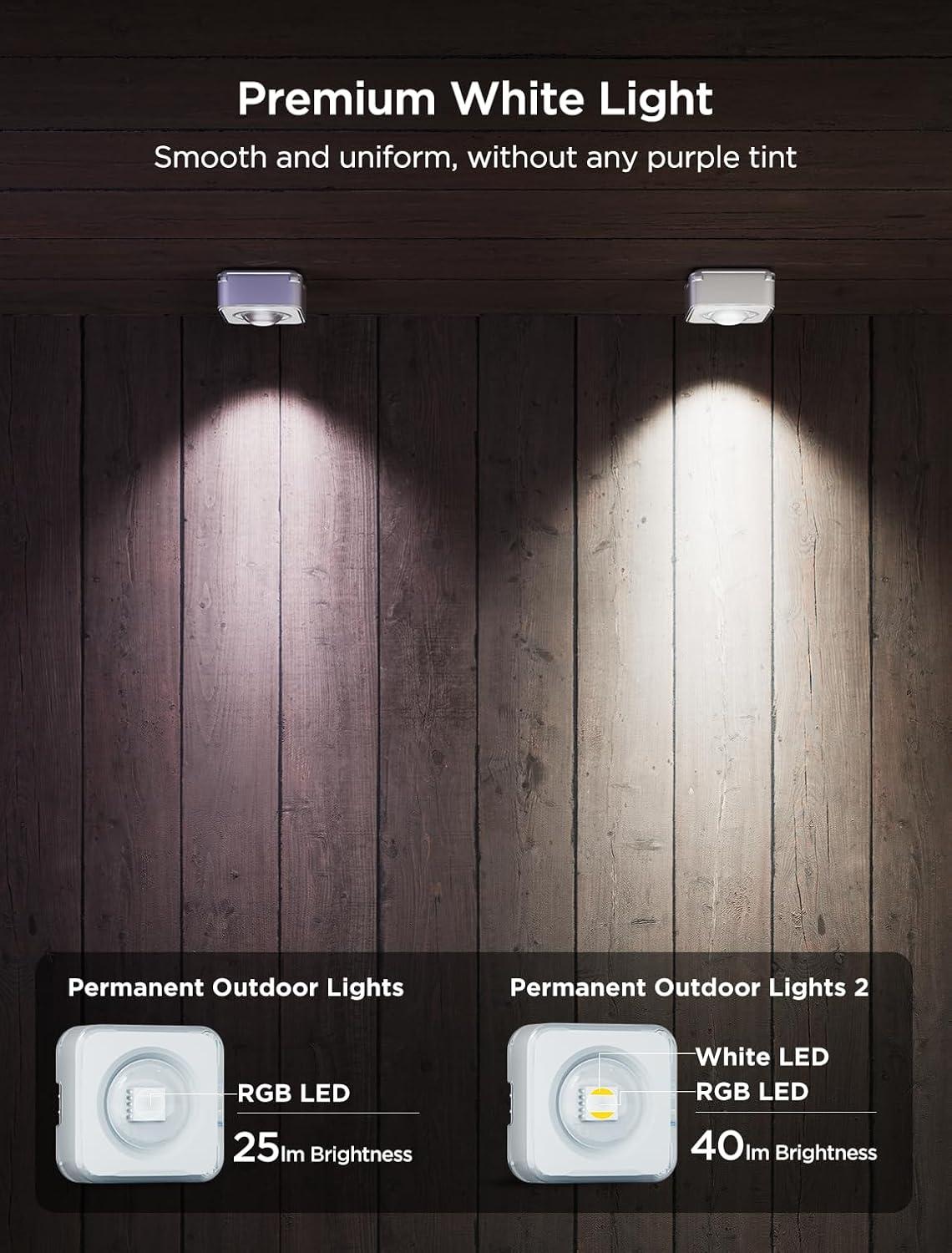imageGovee Permanent Outdoor Lights 2 100ft RGBIC Outdoor Lights with 72 LED Lights IP67 Waterproof 100 Scene Modes with 40lm White for Outdoor Decorations Works with Alexa Google Assistant WhiteWhite