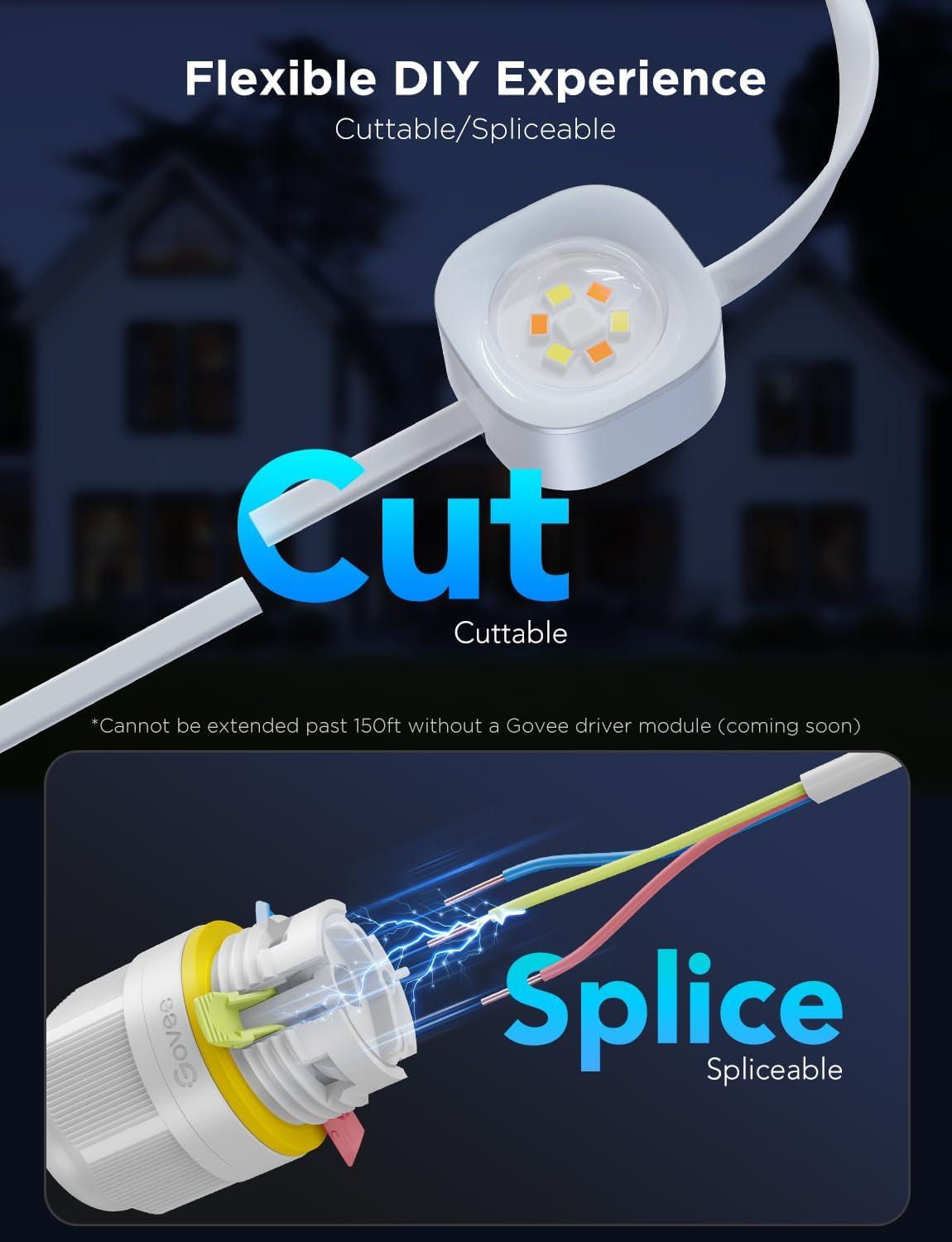 imageGovee Permanent Outdoor Lights Pro 200ft with 120 RGBIC LED Lights for Daily and Accent Lighting 75 Scene Modes for Outdoor Decor IP67 Waterproof Works with Alexa Google Assistant Matter WhiteWhite