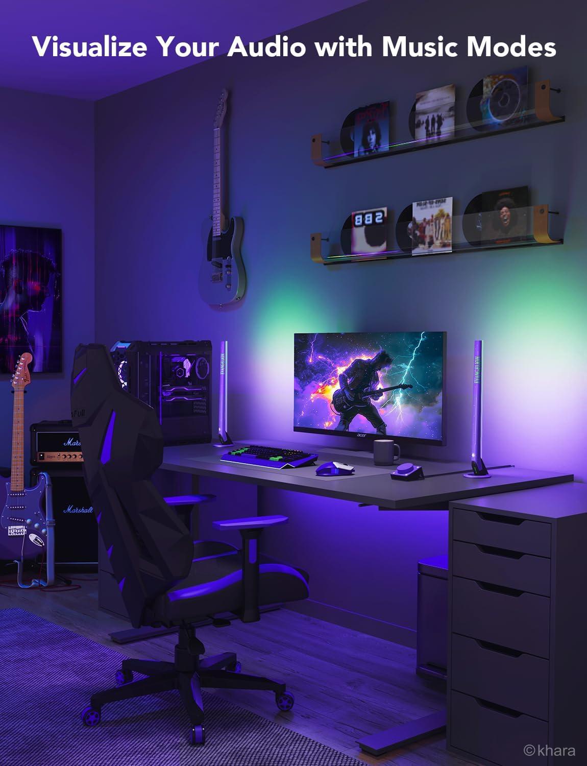 imageGovee RGBIC Gaming Light Bars H6047 with Smart Controller WiFi Smart LED Gaming Lights with Music Modes and 60 Scene Modes Built Works with Alexa ampamp Google Assistant Game Room Lights DecorPurple