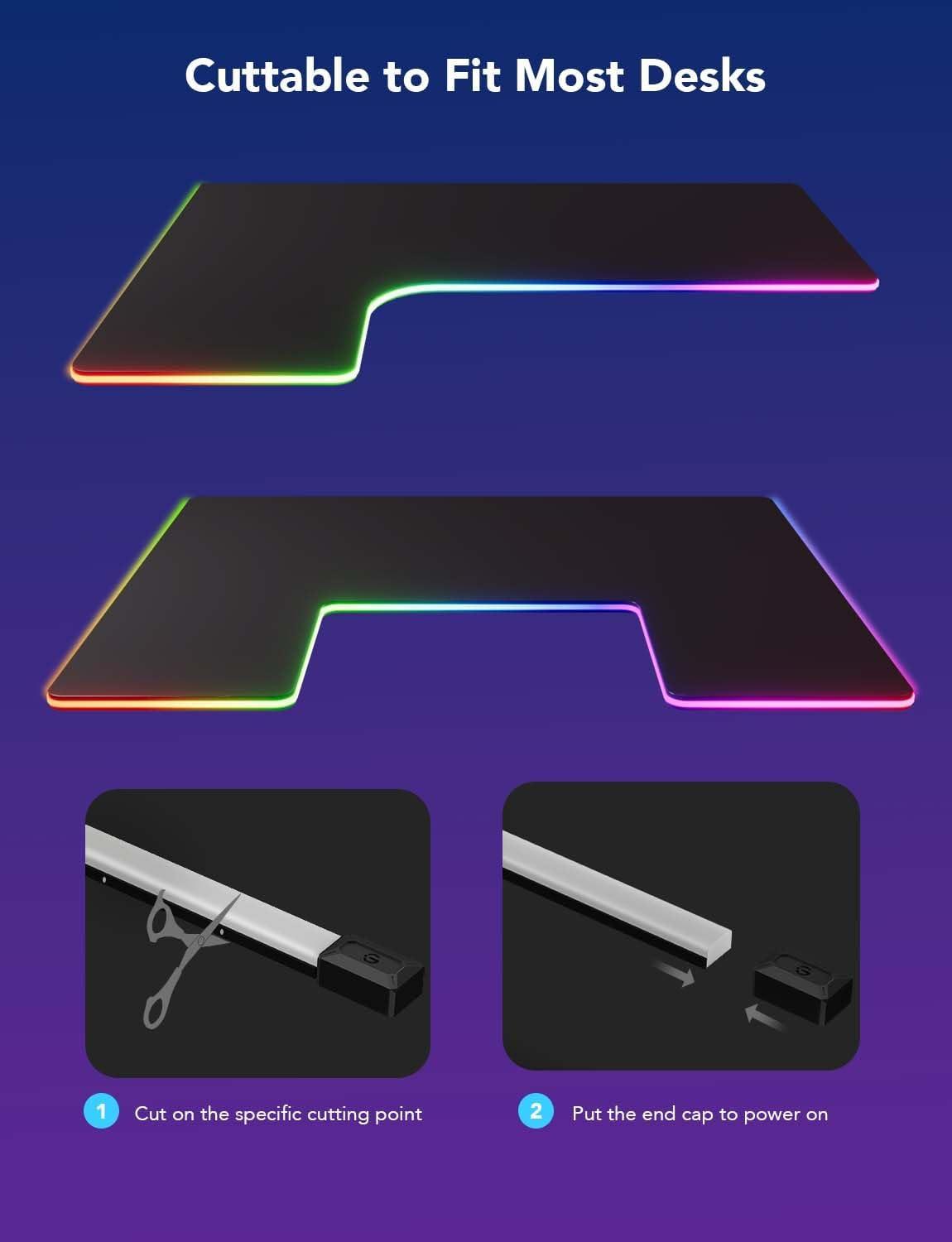 imageGovee RGBIC Gaming Lights 10ft Neon Rope Lights Soft Lighting for Gaming Desks LED Strip Lights Syncing with Razer Chroma Support Cutting Smart App Control Music Sync Adapter Only 24G WiFi164ft
