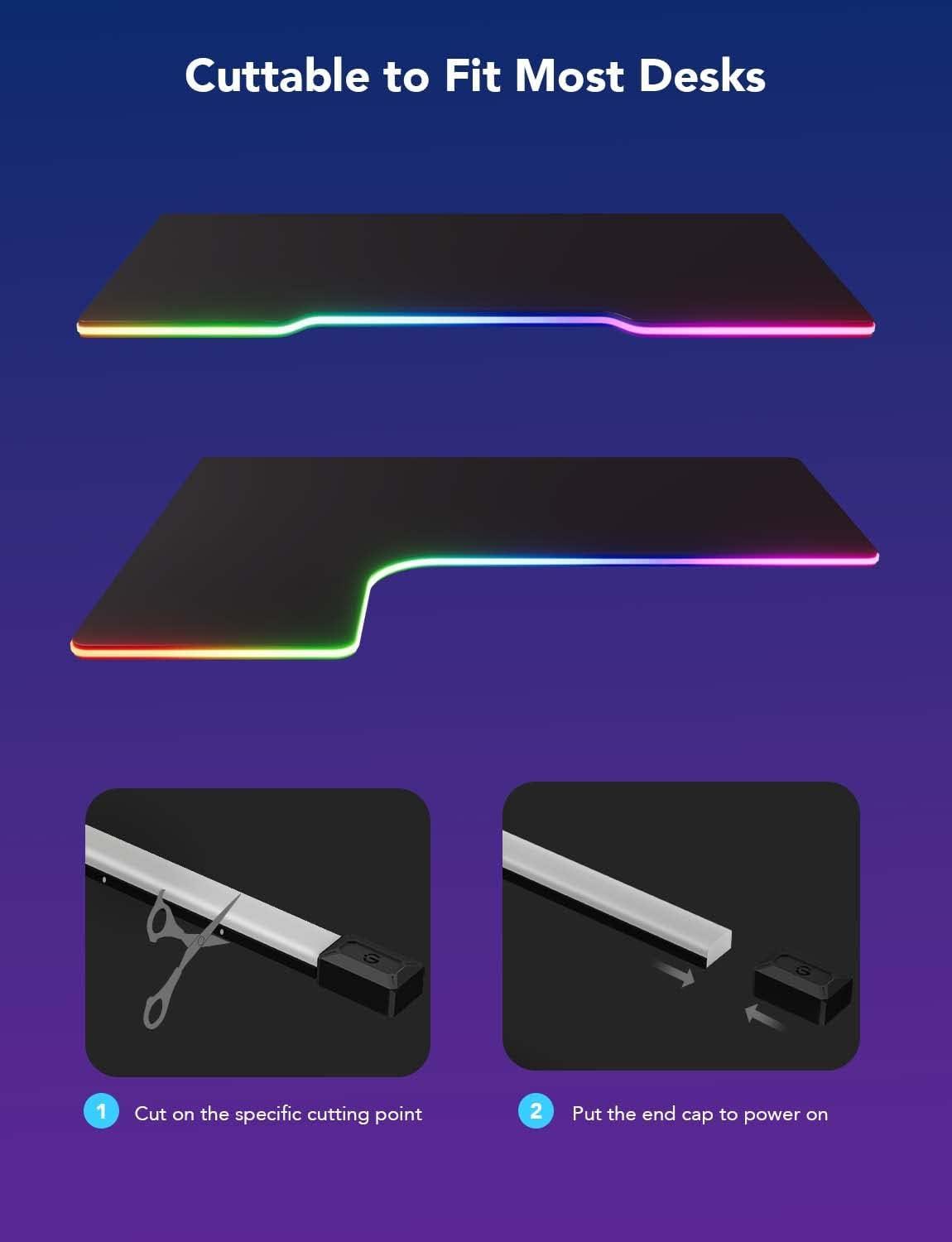 imageGovee RGBIC Gaming Lights 10ft Neon Rope Lights Soft Lighting for Gaming Desks LED Strip Lights Syncing with Razer Chroma Support Cutting Smart App Control Music Sync Adapter Only 24G WiFi10ft