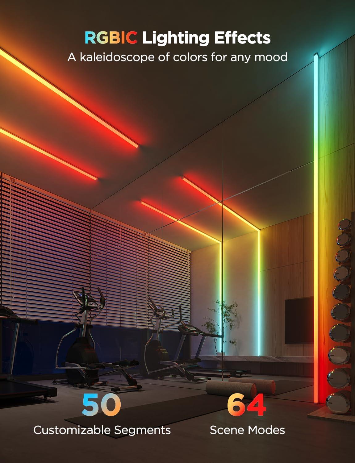 imageGovee RGBIC LED Strip Lights 164ft with Covers Smart LED Lights for Bedroom Work with Alexa and Google Assistant LED Diffuser Channel with Srtip Lights Skirting Lines Studio Cabinet164ft