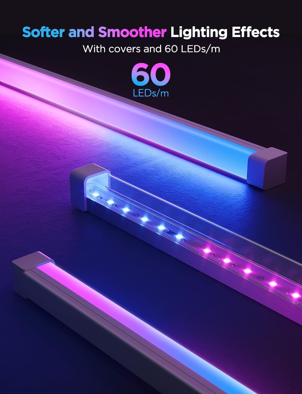 imageGovee RGBIC LED Strip Lights 164ft with Covers Smart LED Lights for Bedroom Work with Alexa and Google Assistant LED Diffuser Channel with Srtip Lights Skirting Lines Studio Cabinet328ft