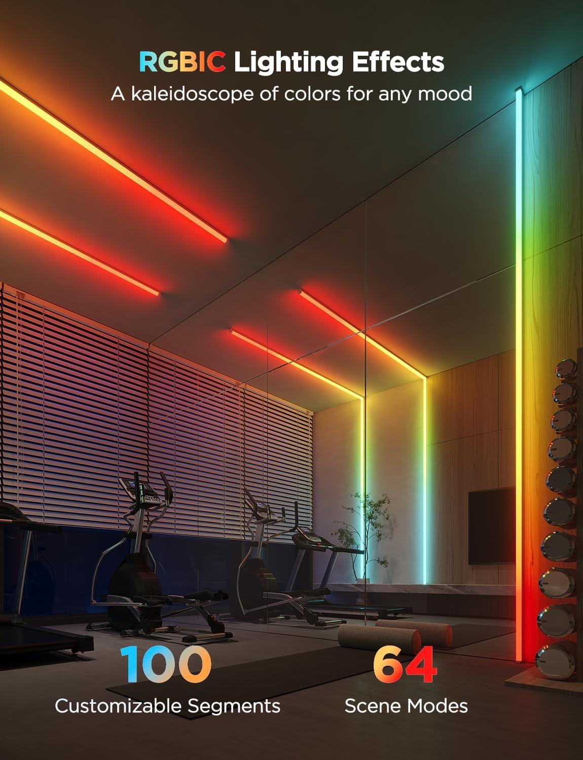imageGovee RGBIC LED Strip Lights 164ft with Covers Smart LED Lights for Bedroom Work with Alexa and Google Assistant LED Diffuser Channel with Srtip Lights Skirting Lines Studio Cabinet328ft