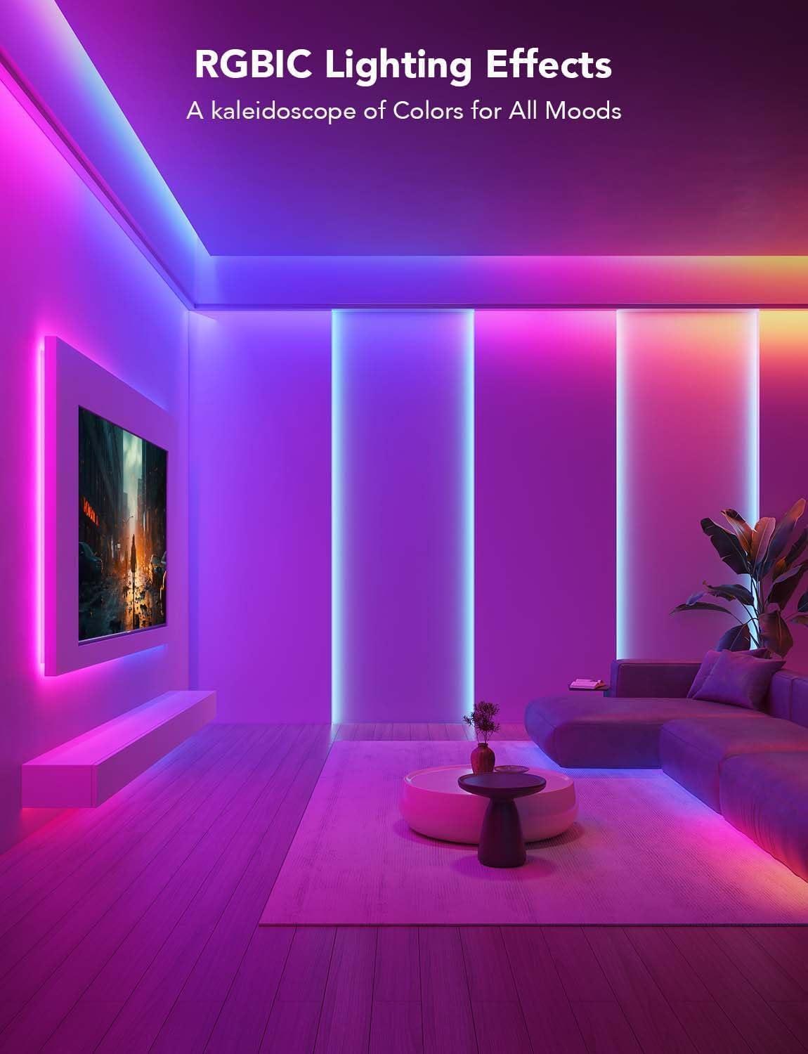imageGovee RGBIC LED Strip Lights Smart LED Lights for Bedroom Bluetooth LED Lights APP Control DIY Multiple Colors on One Line Color Changing LED Strip Lighting Music Sync Home Decor 164ft656ft