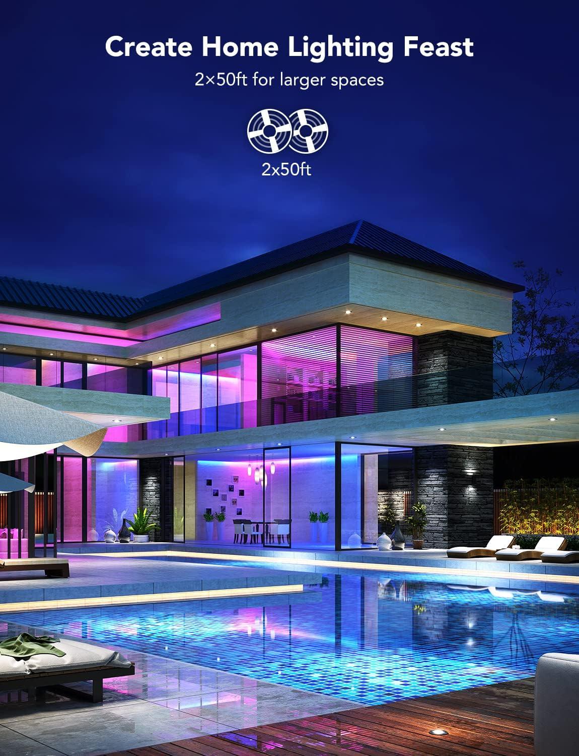 imageGovee RGBIC LED Strip Lights Smart LED Lights for Bedroom Bluetooth LED Lights APP Control DIY Multiple Colors on One Line Color Changing LED Strip Lighting Music Sync Home Decor 164ft100ft