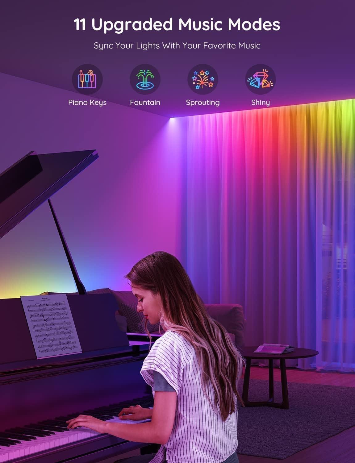 imageGovee RGBIC LED Strip Lights Smart LED Lights for Bedroom Bluetooth LED Lights APP Control DIY Multiple Colors on One Line Color Changing LED Strip Lighting Music Sync Home Decor 164ft656ft