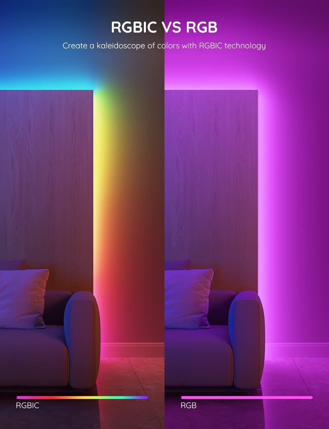 imageGovee RGBIC LED Strip Lights Smart LED Lights for Bedroom Bluetooth LED Lights APP Control DIY Multiple Colors on One Line Color Changing LED Strip Lighting Music Sync Home Decor 164ft656ft