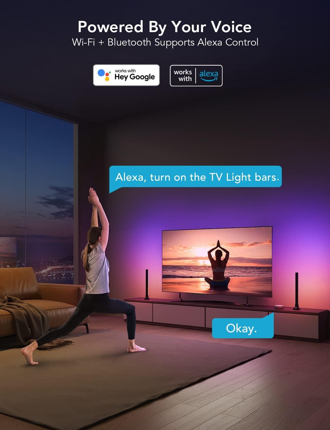imageGovee RGBIC Light Bars 15 Inches WiFi TV Backlight Suitable for 4570 inch TVs Smart Light Bars with Multiple Placement Options Work with Alexa and Google Assistant BlackBlack