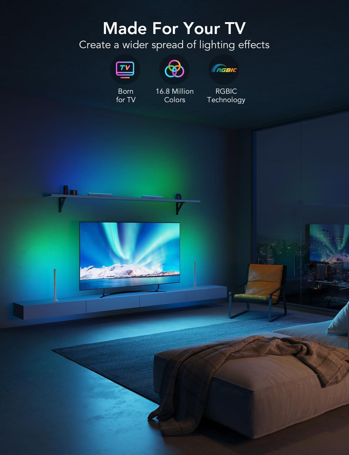 imageGovee RGBIC Light Bars 15 Inches WiFi TV Backlight Suitable for 4570 inch TVs Smart Light Bars with Multiple Placement Options Work with Alexa and Google Assistant BlackWhite