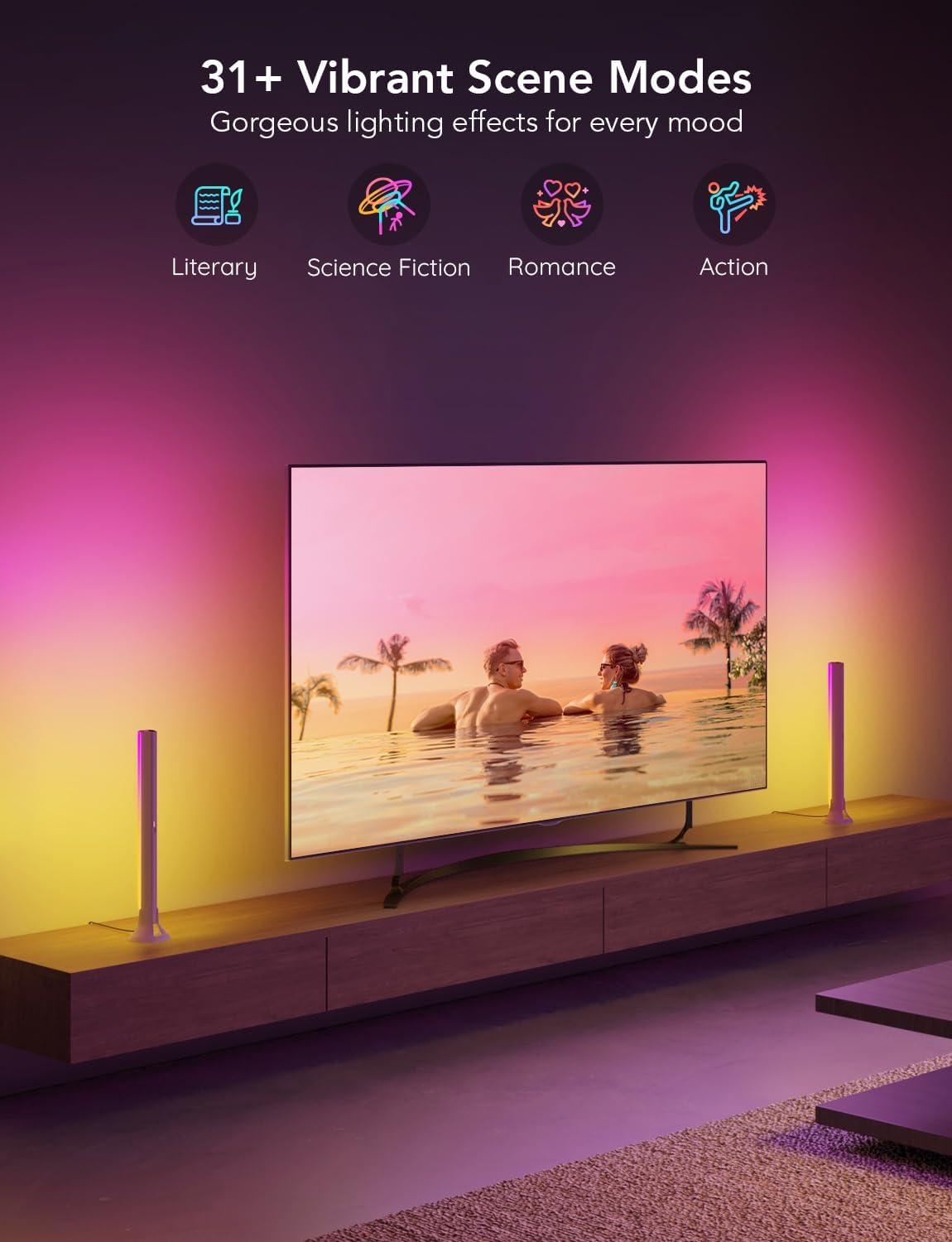 imageGovee RGBIC Light Bars 15 Inches WiFi TV Backlight Suitable for 4570 inch TVs Smart Light Bars with Multiple Placement Options Work with Alexa and Google Assistant BlackWhite