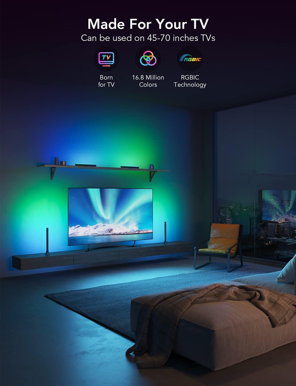 imageGovee RGBIC Light Bars 15 Inches WiFi TV Backlight Suitable for 4570 inch TVs Smart Light Bars with Multiple Placement Options Work with Alexa and Google Assistant BlackBlack