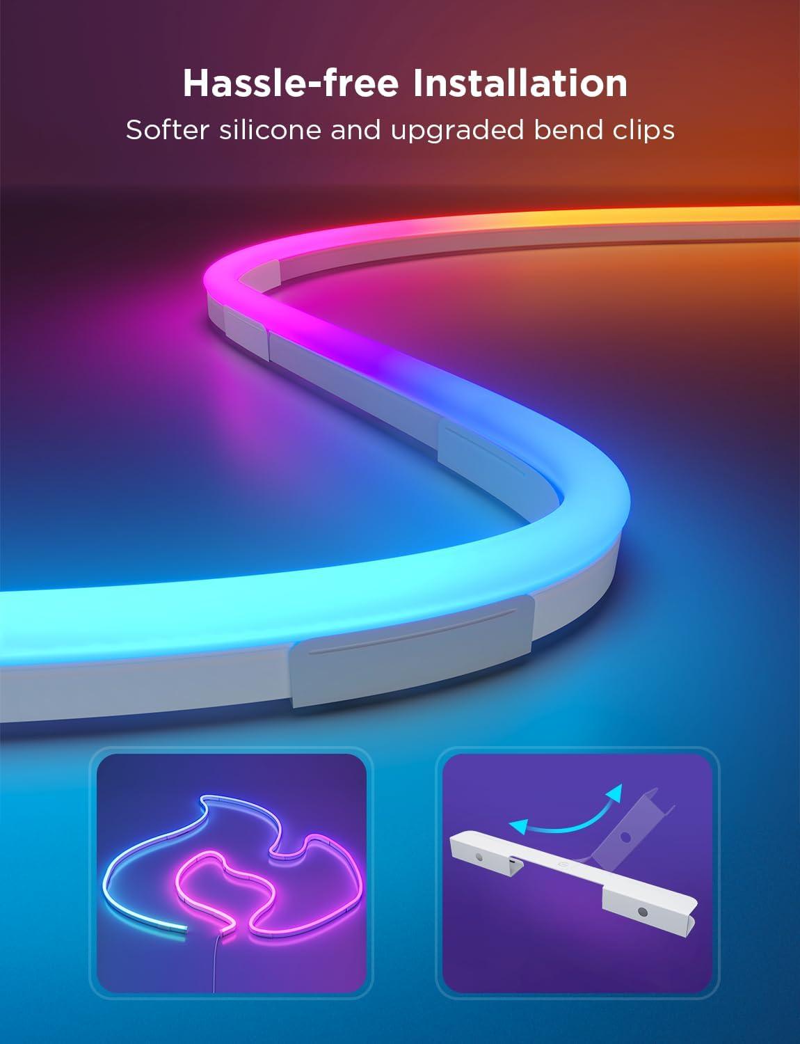 imageGovee RGBIC Neon Lights LED Smart Neon Rope Light 2 Works with Matter Alexa Google Assistant Custom DIY Neon Strip Lights for Bedroom and Holiday Decor Softer Material 328ft WhiteWhite