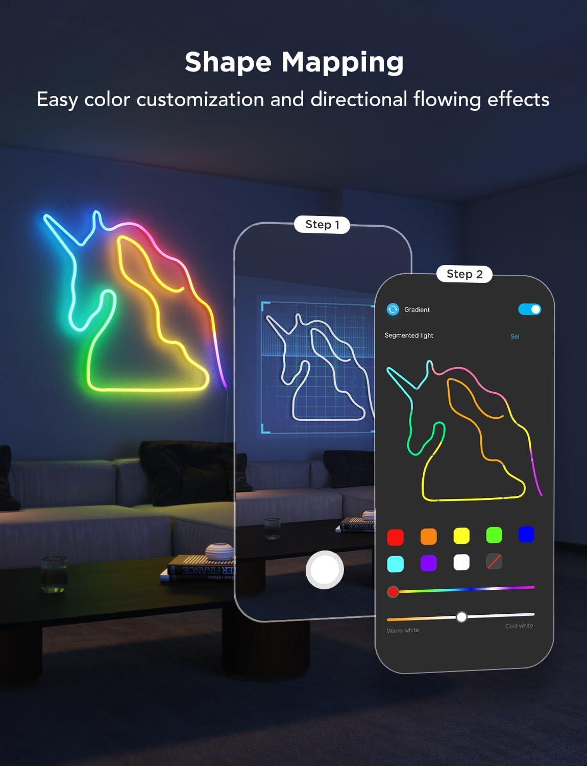 imageGovee RGBIC Neon Lights LED Smart Neon Rope Light 2 Works with Matter Alexa Google Assistant Custom DIY Neon Strip Lights for Bedroom and Holiday Decor Softer Material 328ft WhiteWhite