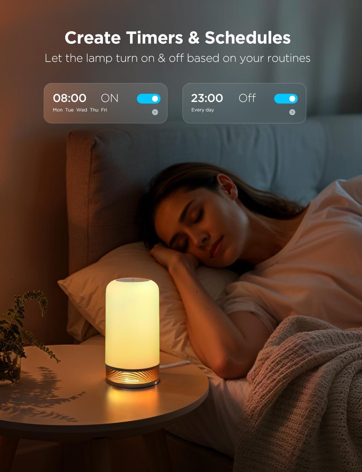 imageGovee RGBIC Smart Table Lamp 2 Touch Bedside Small Table Lamp Work with Matter Alexa LED Desk Lamp with 64 Scene Modes Color Changing Lamp for Bedroom Living Room Dimmable Night LightCorded