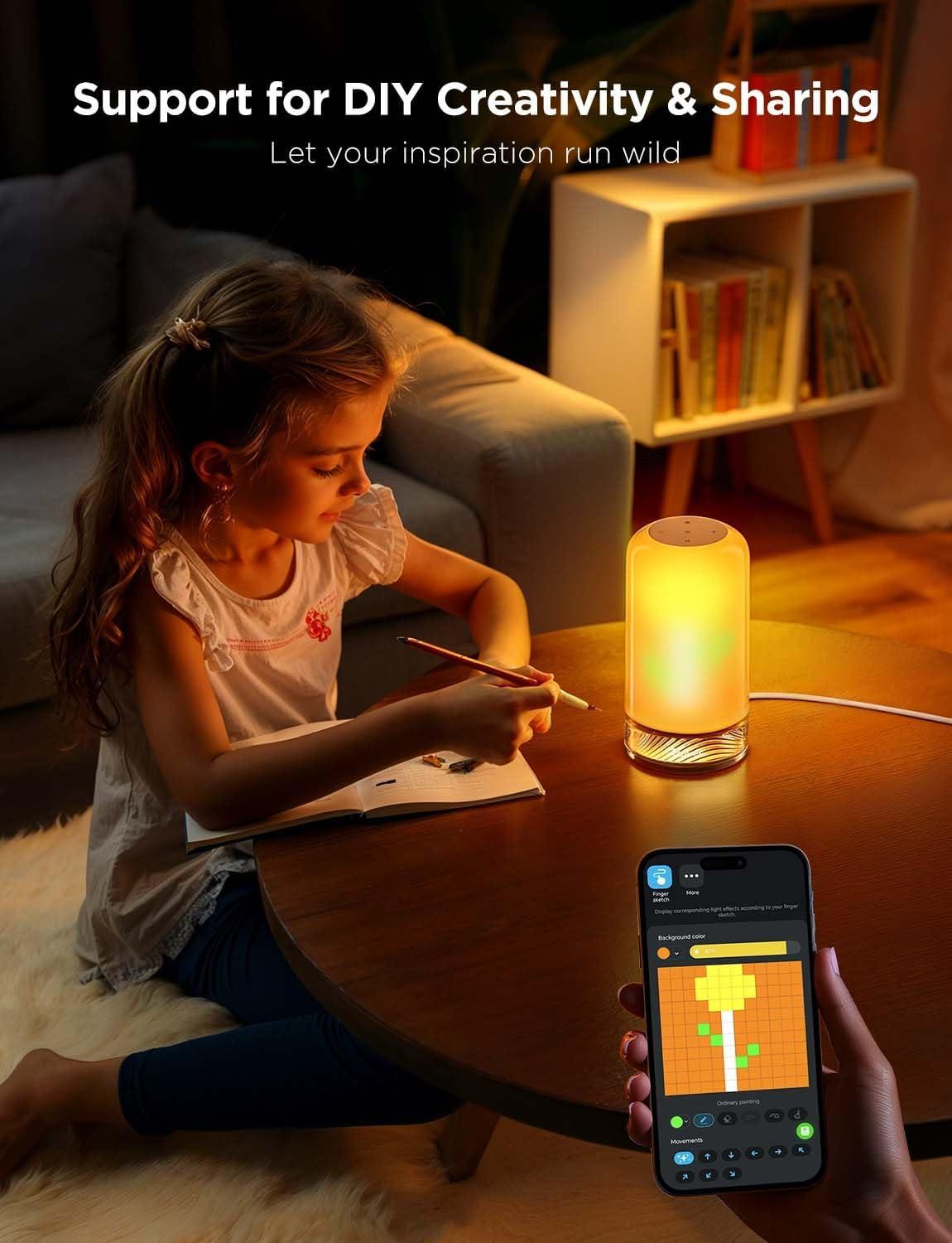 imageGovee RGBIC Smart Table Lamp 2 Touch Bedside Small Table Lamp Work with Matter Alexa LED Desk Lamp with 64 Scene Modes Color Changing Lamp for Bedroom Living Room Dimmable Night LightCorded
