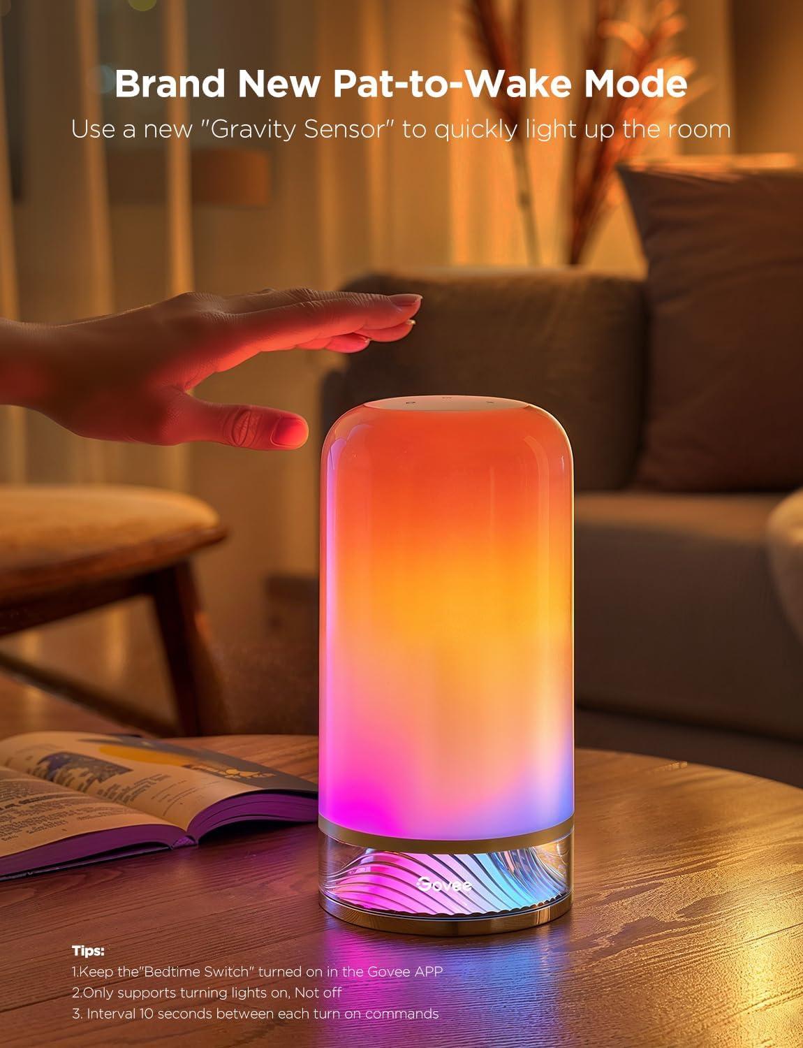 imageGovee RGBIC Smart Table Lamp 2 Touch Bedside Small Table Lamp Work with Matter Alexa LED Desk Lamp with 64 Scene Modes Color Changing Lamp for Bedroom Living Room Dimmable Night LightCorded