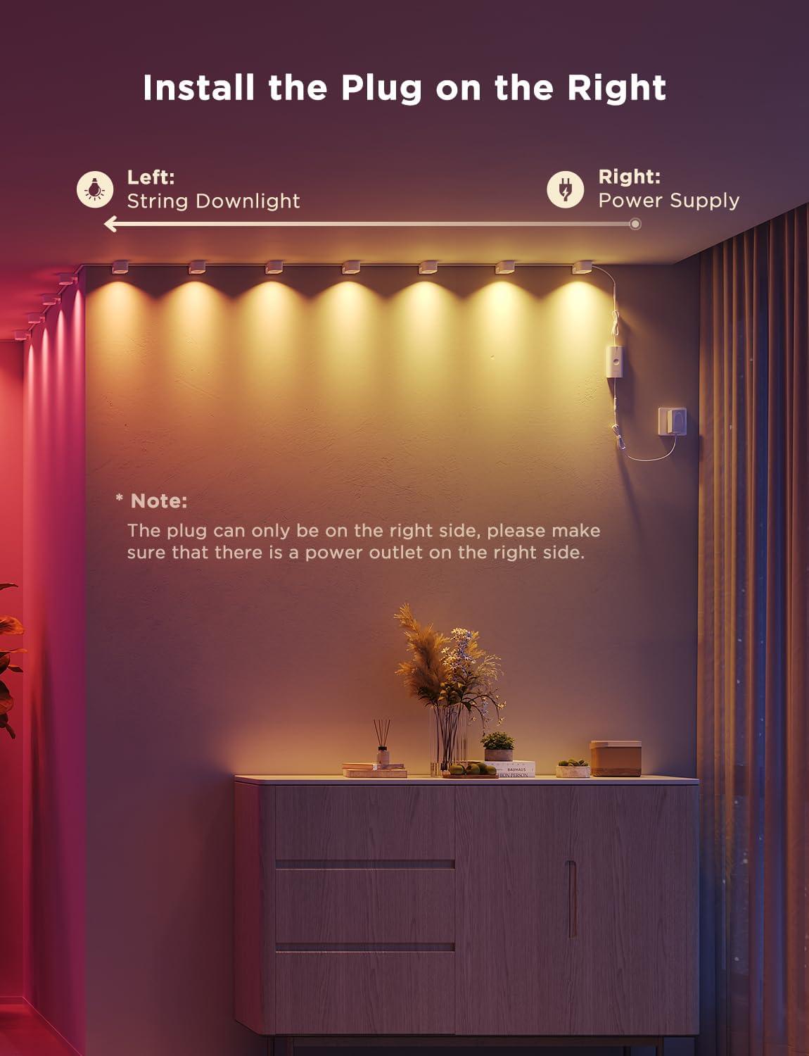 imageGovee RGBIC String Downlights Smart LED String Lights Works with Alexa Color Changing Indoor Wall Light Fixture for Party Music Sync 98ft with 15 LEDs WhiteWhite