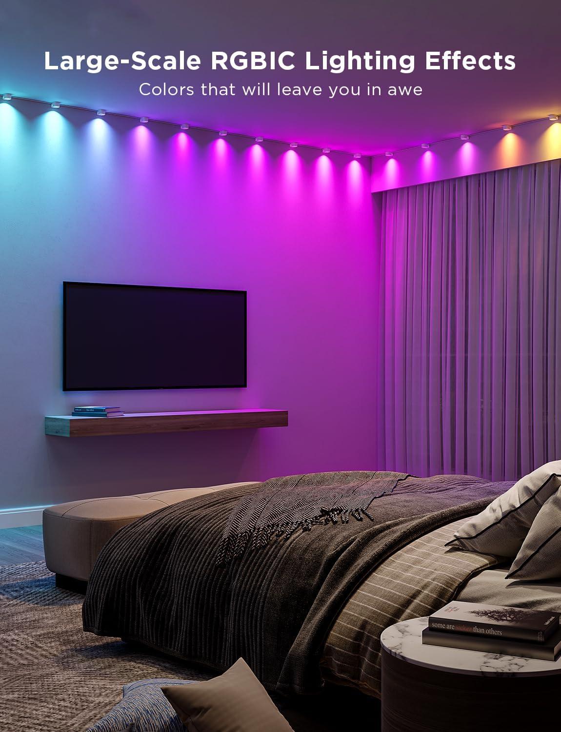 imageGovee RGBIC String Downlights Smart LED String Lights Works with Alexa Color Changing Indoor Wall Light Fixture for Party Music Sync 98ft with 15 LEDs WhiteWhite