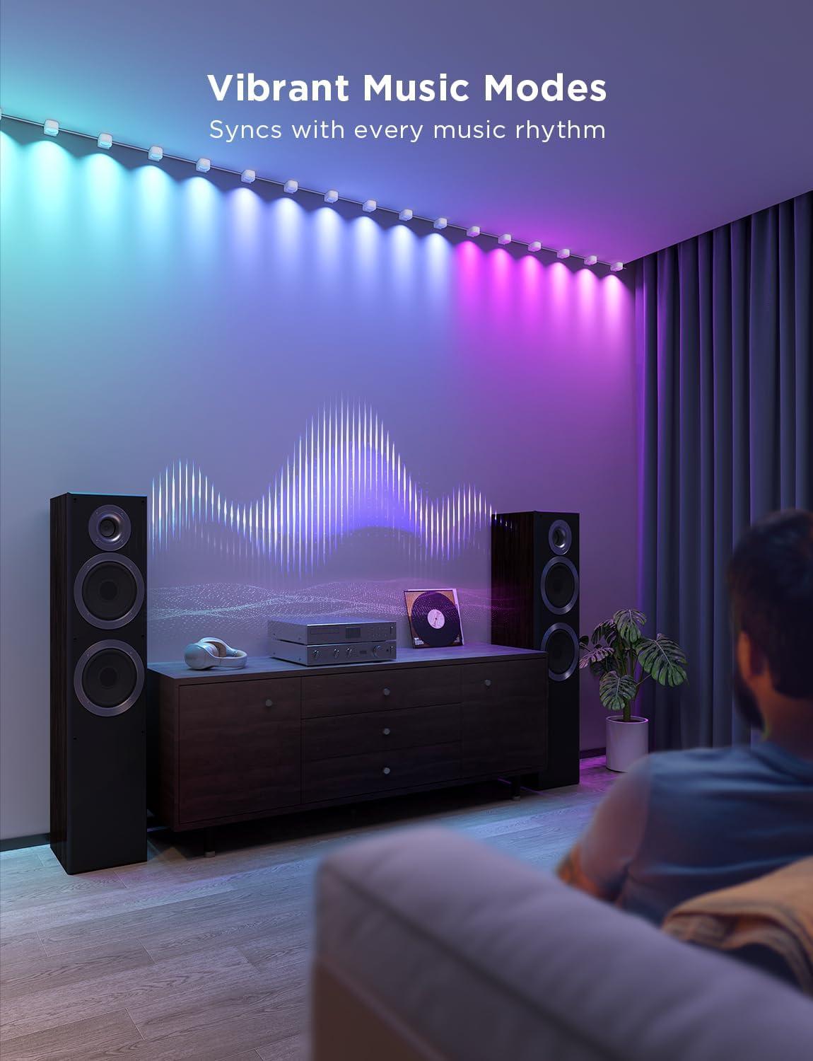 imageGovee RGBIC String Downlights Smart LED String Lights Works with Alexa Color Changing Indoor Wall Light Fixture for Party Music Sync 98ft with 15 LEDs WhiteWhite